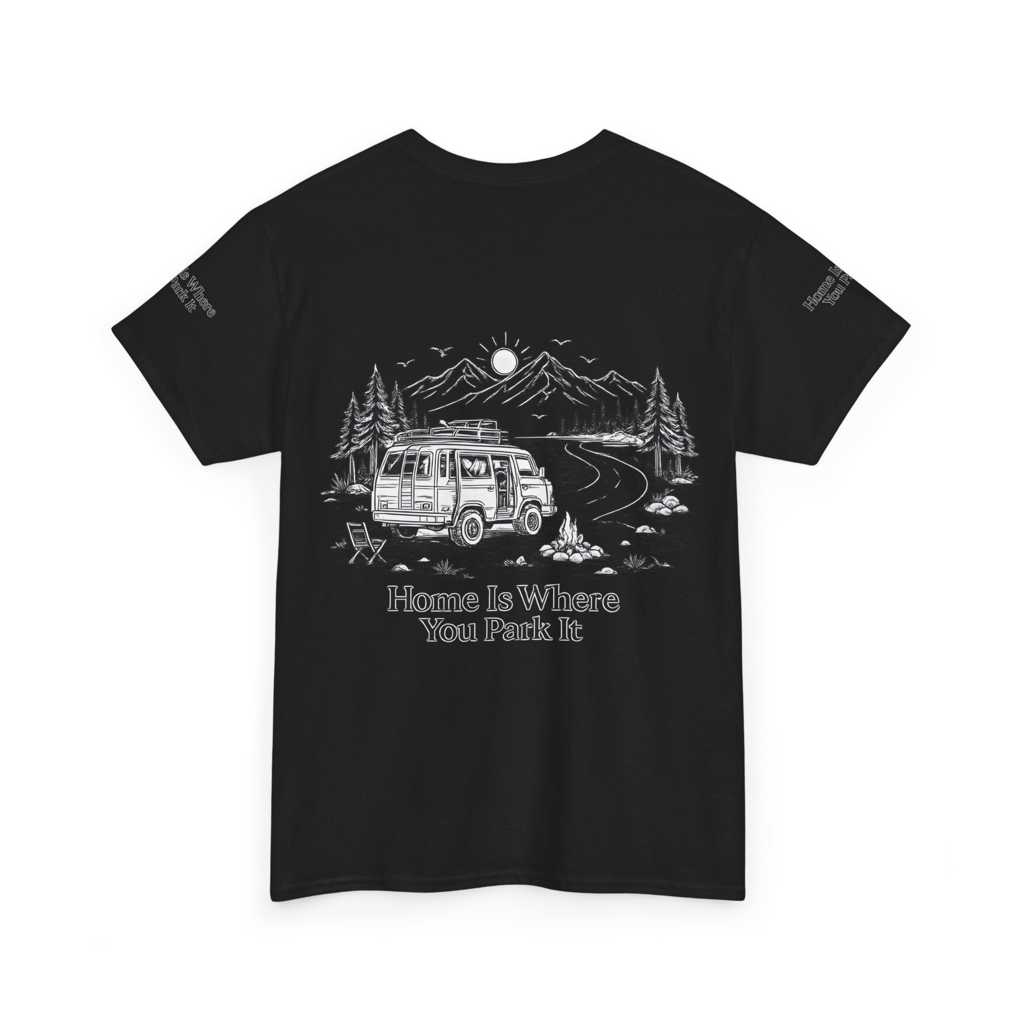 Unisex Heavy Cotton Tee — "Home Is Where You Park It" Design Minimal-Line