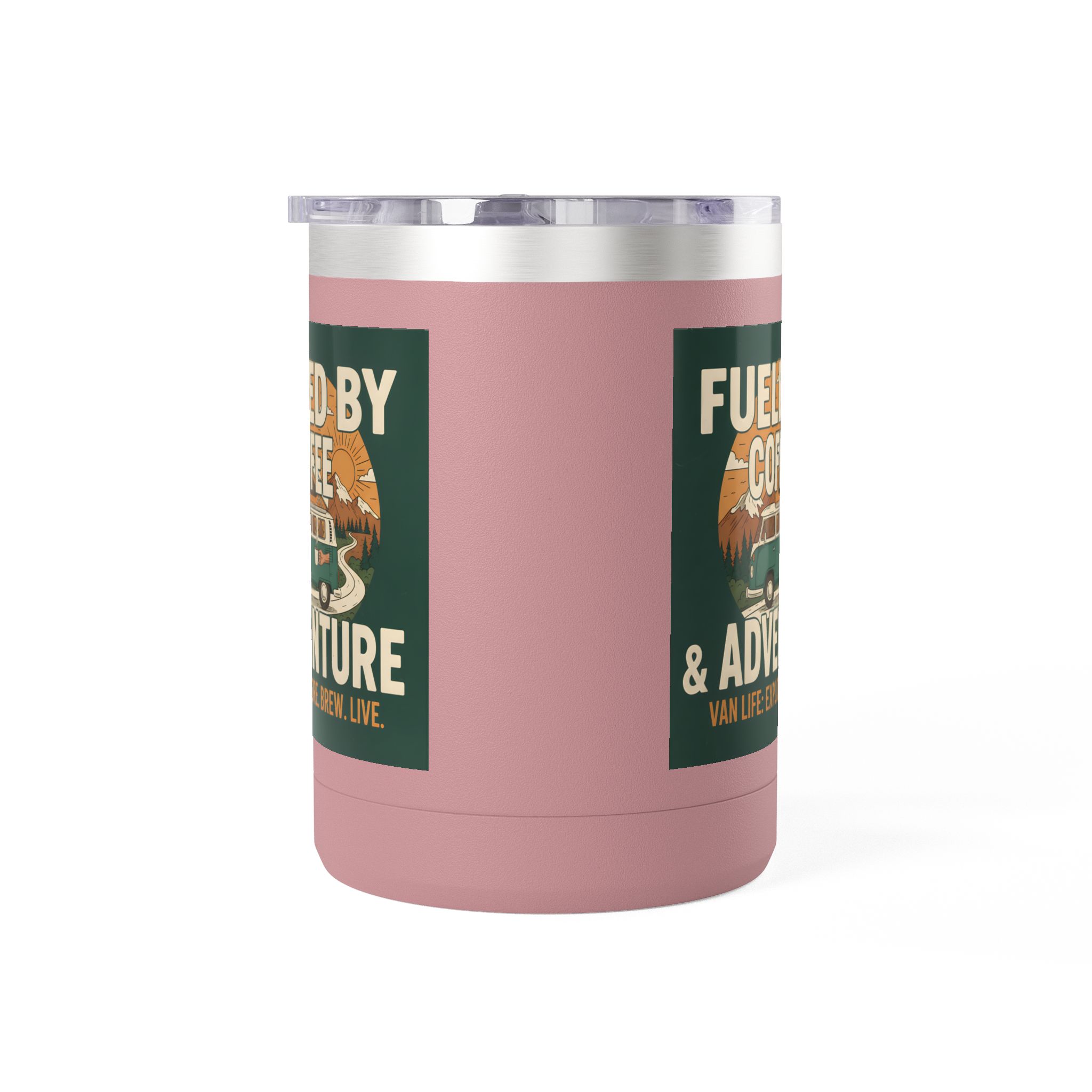 Coffee Mug Tumbler, 15oz — "Fueled by Coffee & Adventure"