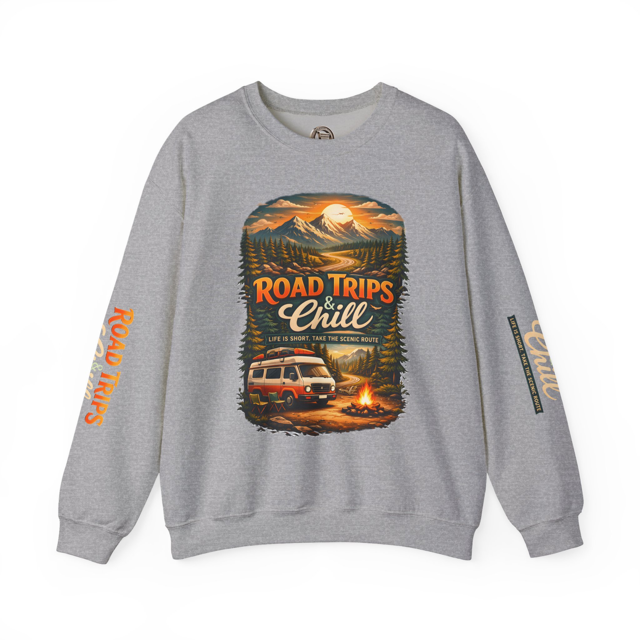 11887247564609015265_2048.jpeg Unisex Heavy Blend™ Crewneck Sweatshirt — "Road Trips & Chill" Design Scenic-Line