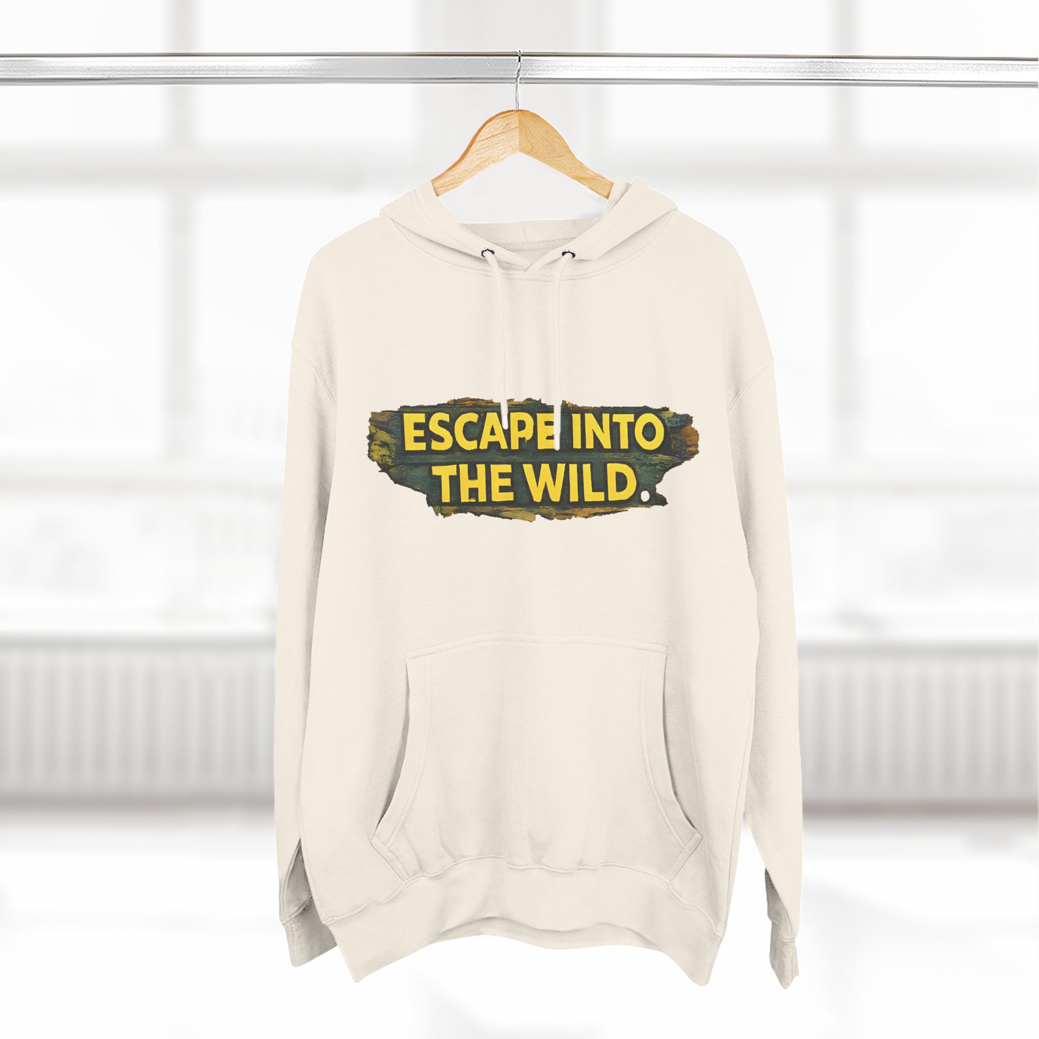 Three-Panel Fleece Hoodie - "Escape Into The Wild" Design Cubic-Line