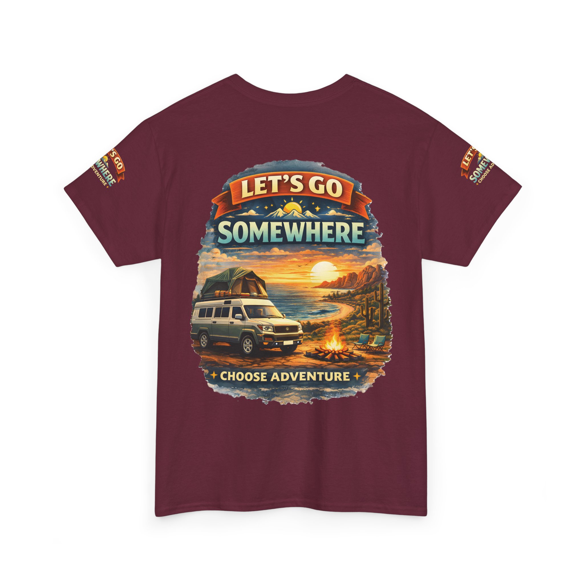 Unisex Heavy Cotton Tee — "Lets Go Somewhere" Design Scenic-Line