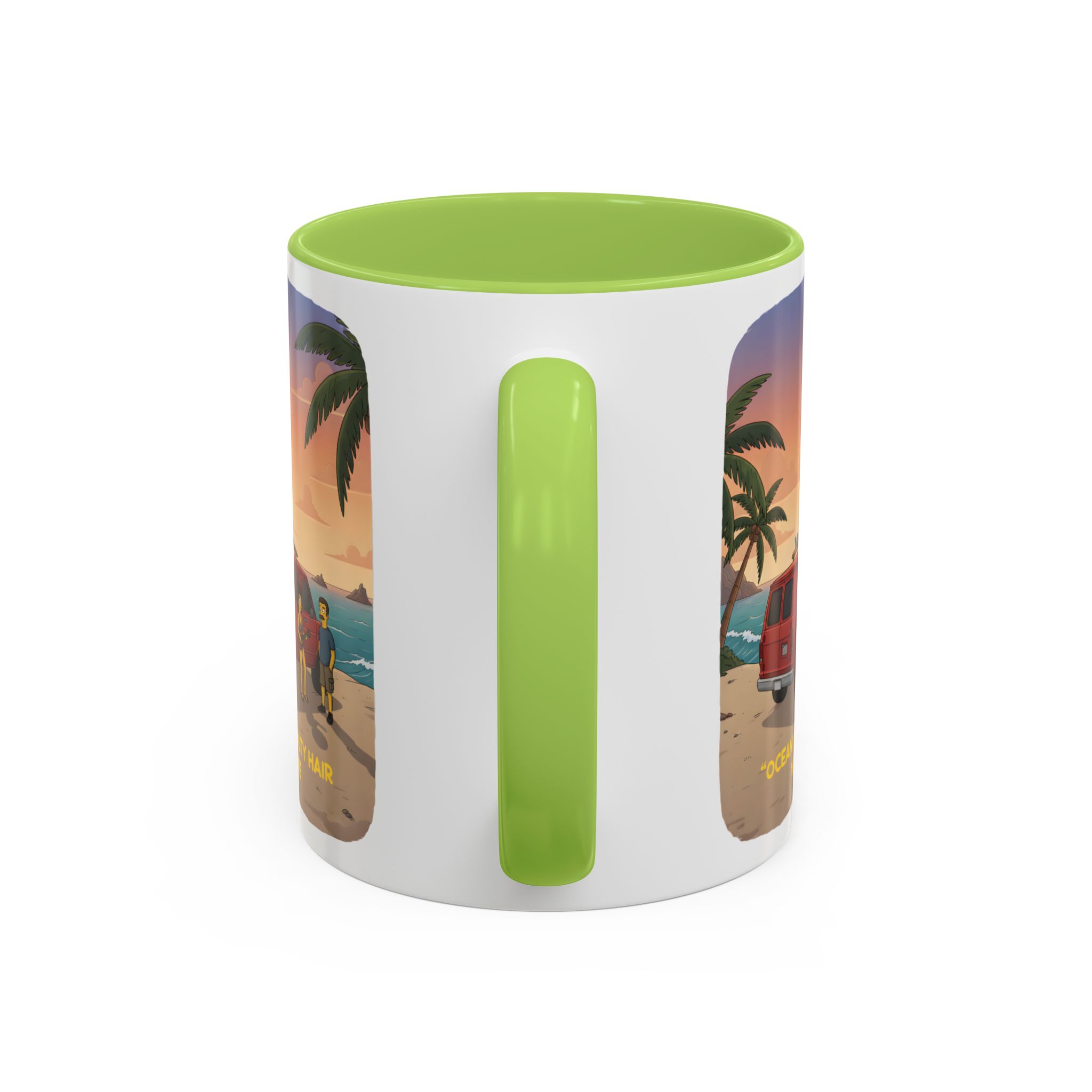 Accent Coffee Mug (11, 15oz) — "Ocean Air Salty Hair Van Life" Design Sitcom-Line