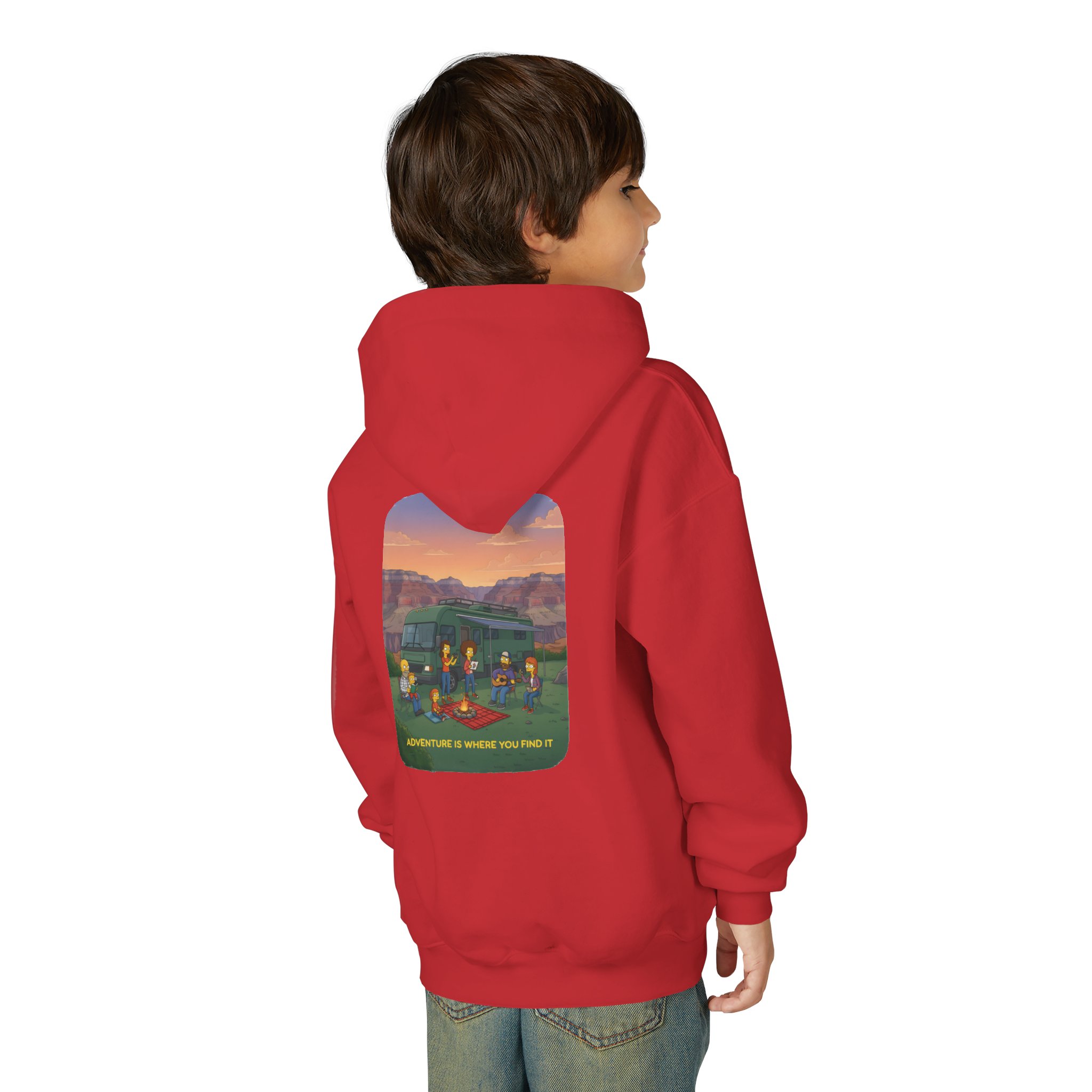 Youth Hoodie(Gildan) – "Adventure Is Where You Find It" (Design Sitcom-Line)