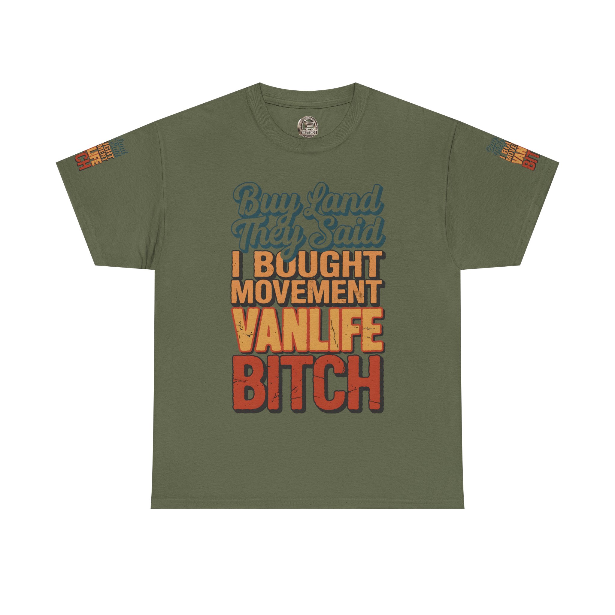 Unisex Heavy Cotton Tee — "Buy Land They Said" Design F**K-Line