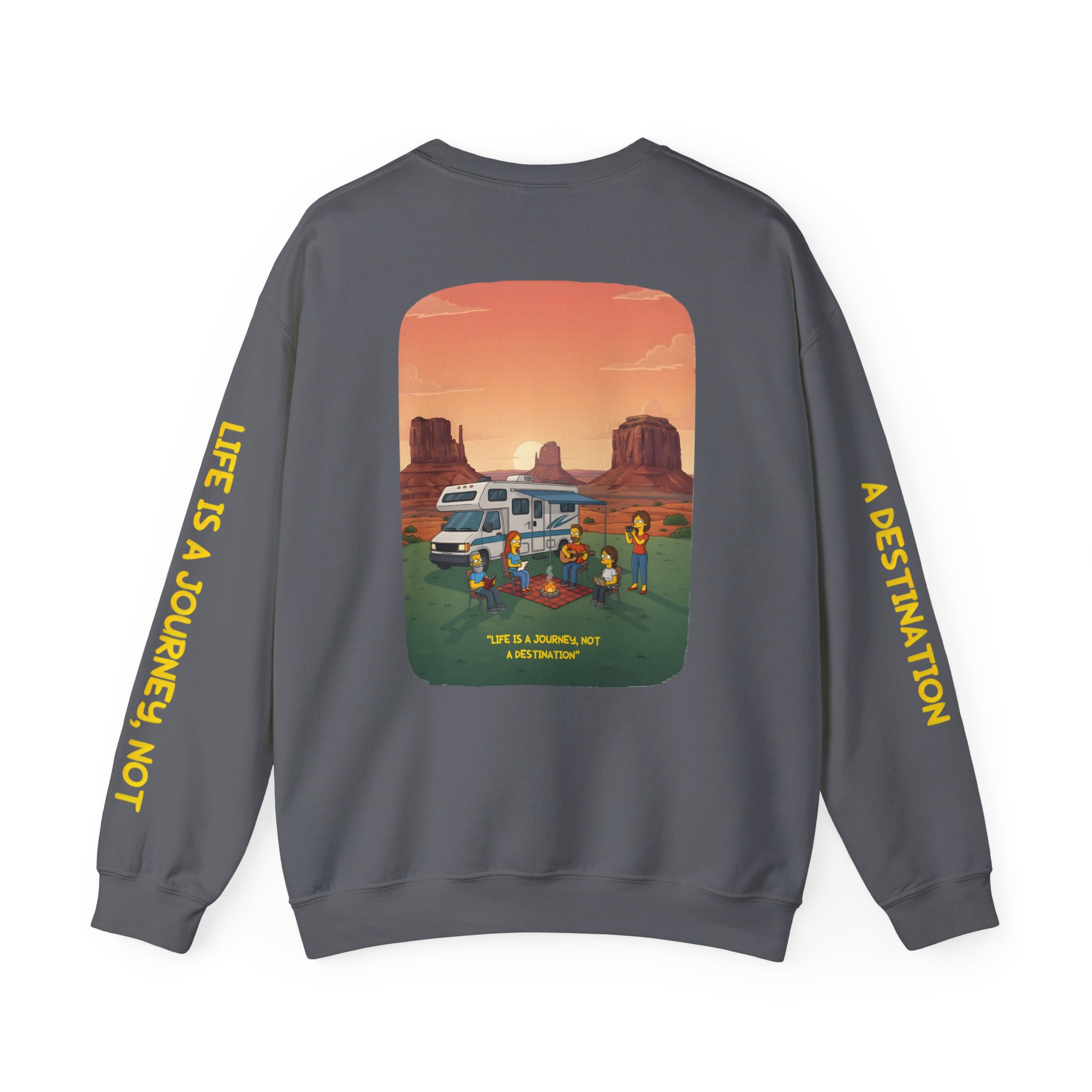 Unisex Heavy Blend™ Crewneck Sweatshirt — "Life Is A Journey-Not A Destination" Design Sitcom-Line