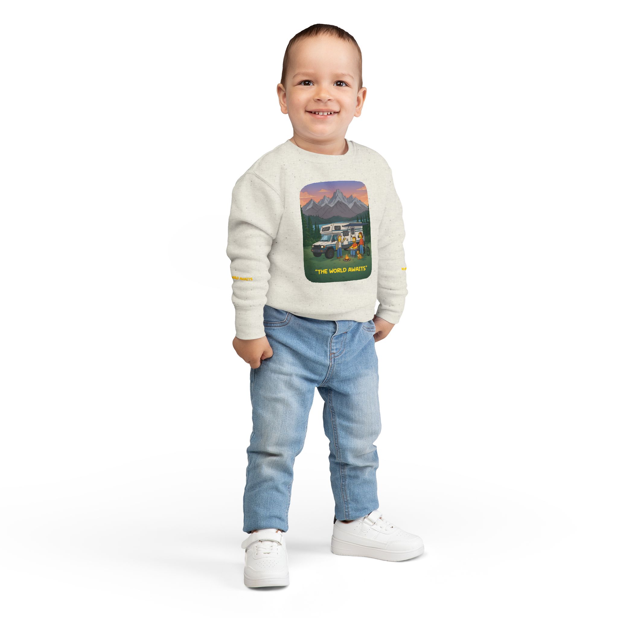 Toddler Sweatshirt - "The World Awaits" (Design Sitcom-Line)