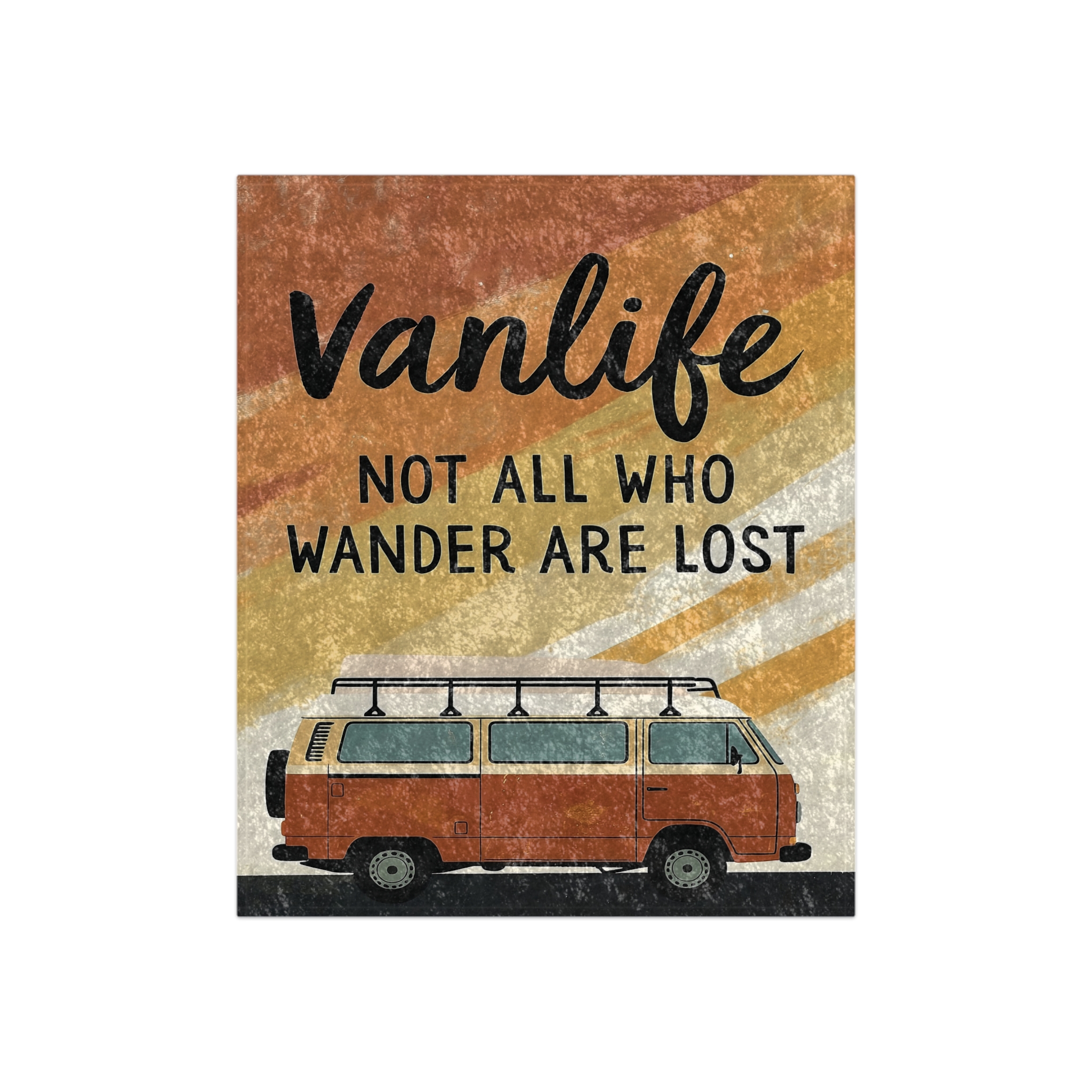Crushed Velvet Blanket – “Not All Who Wander Are Lost” Cozy Retro Camper Throw