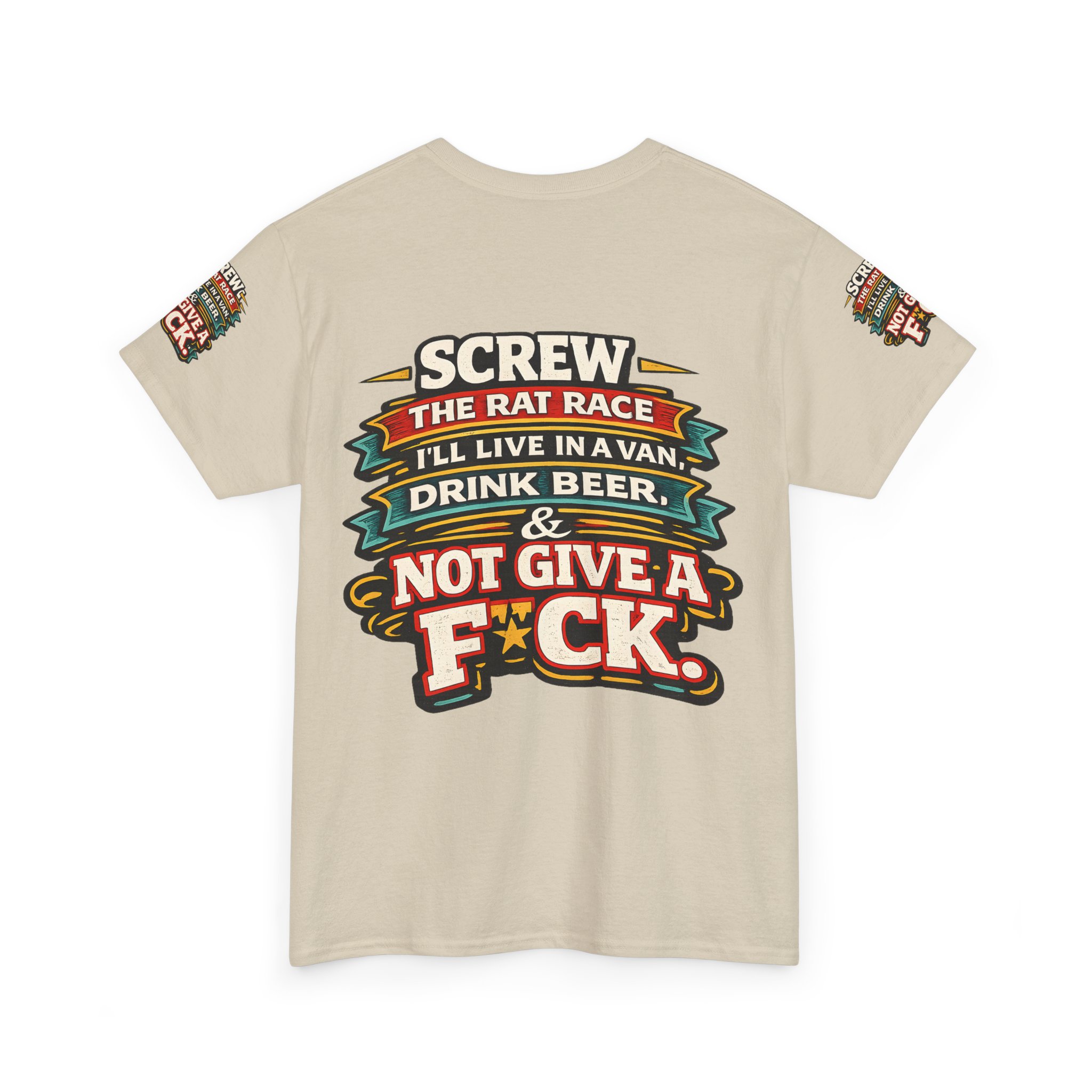 Unisex Heavy Cotton Tee — "Screw The Rat Race" Design F**K-Line