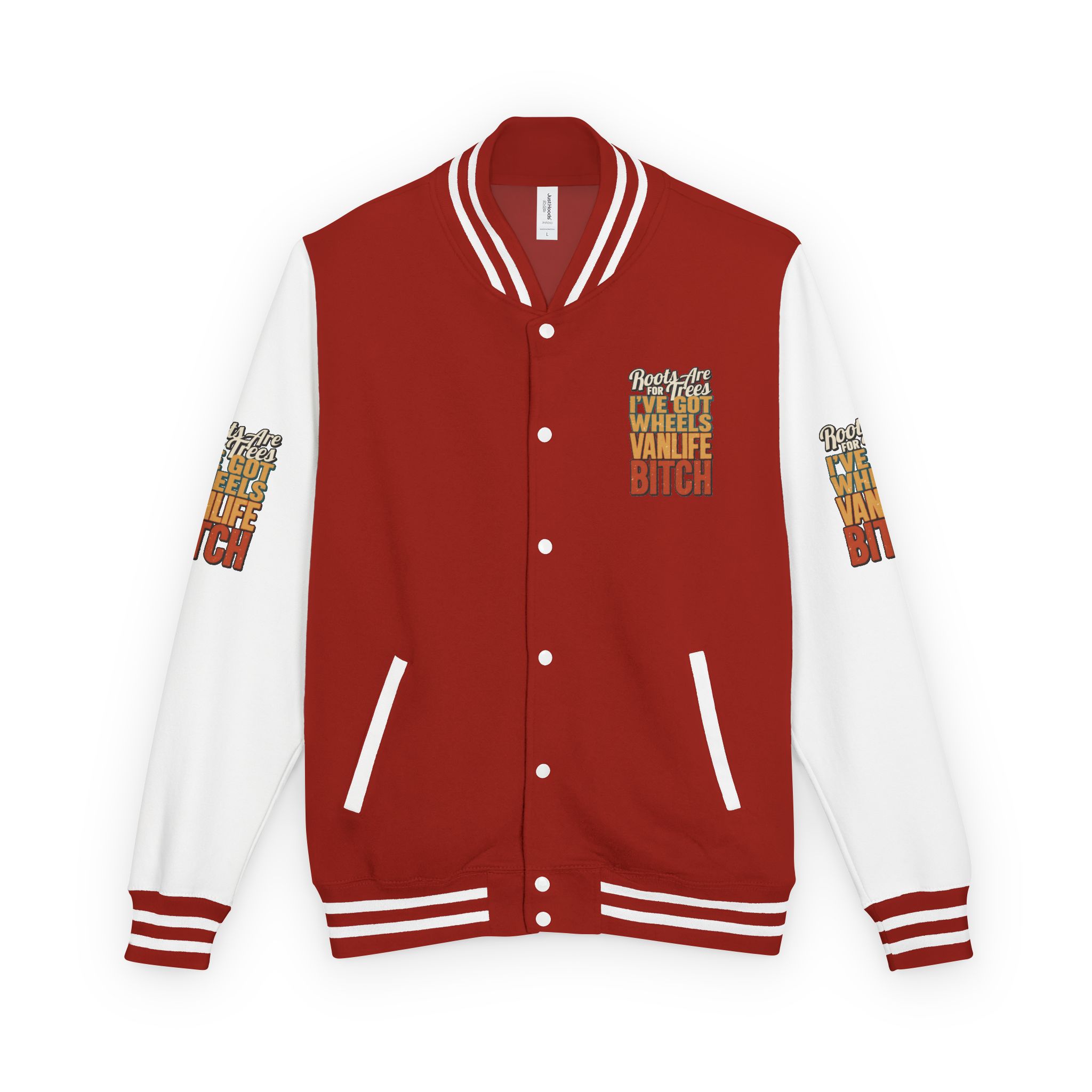 11902785934109558913_2048-1.jpeg Unisex Heavyweight Letterman Jacket — "Roots Are For Trees" Design F**K-Line