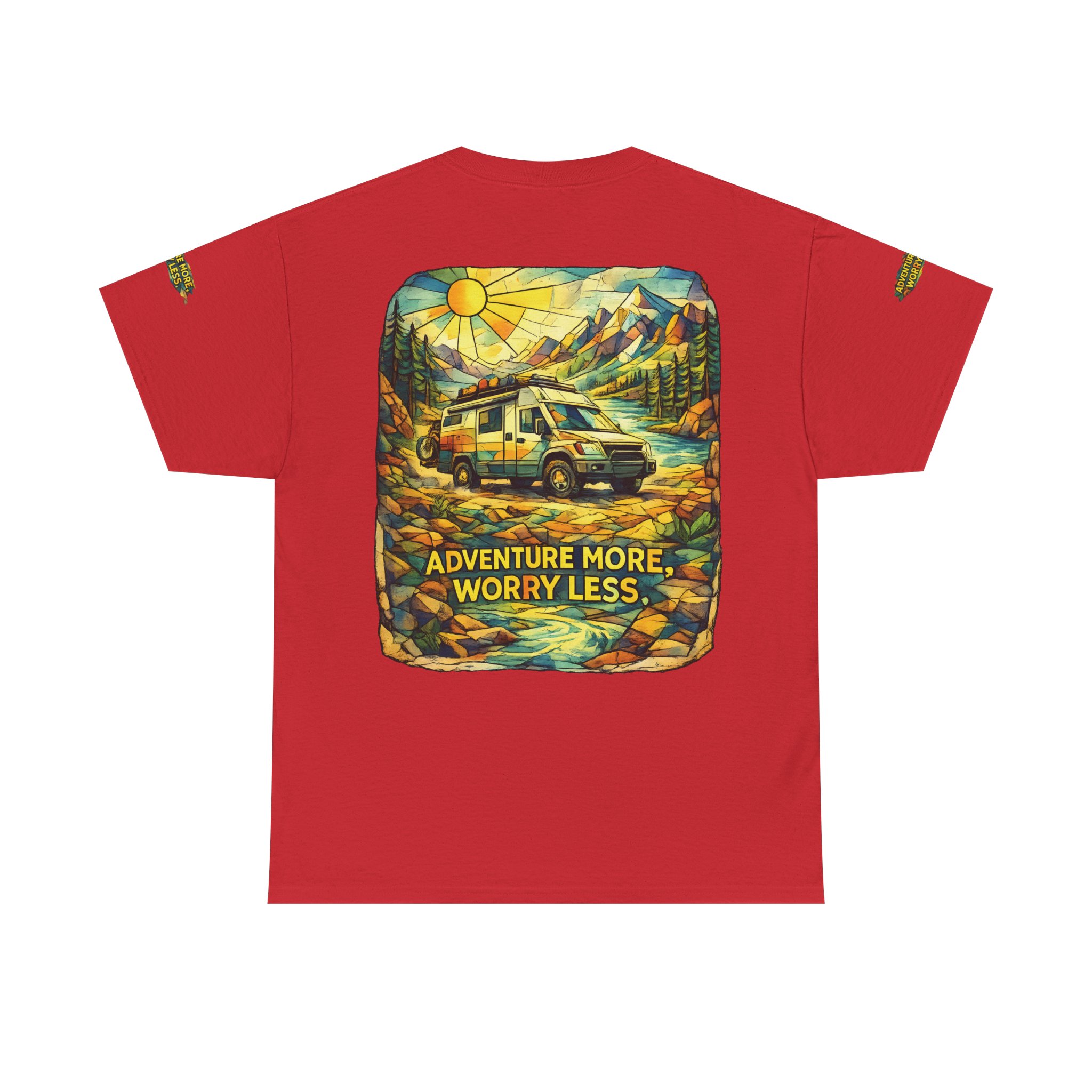 11905425824443164932_2048.jpeg Unisex Heavy Cotton Tee — "Adventure More Worry Less" Design Cubic-Line