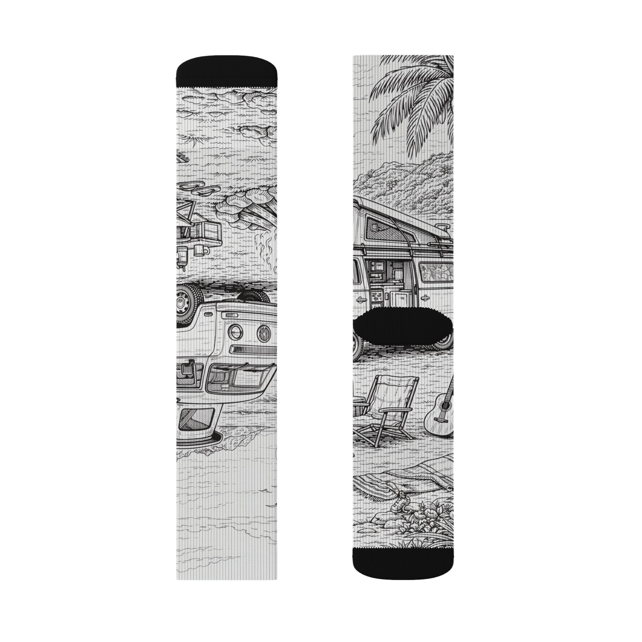 Sublimation Socks — Retro Camper Roadtrip Crew Socks