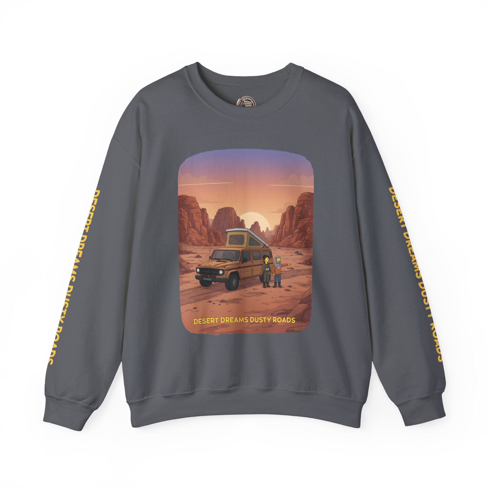 Unisex Heavy Blend™ Crewneck Sweatshirt — "Desert Dreams Dusty Roads" Design Sitcom-Line