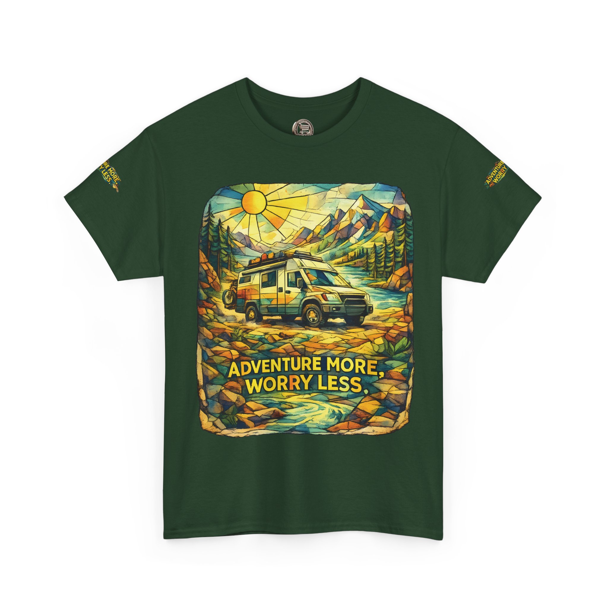 1190730010036588386_2048.jpeg Unisex Heavy Cotton Tee — "Adventure More Worry Less" Design Cubic-Line
