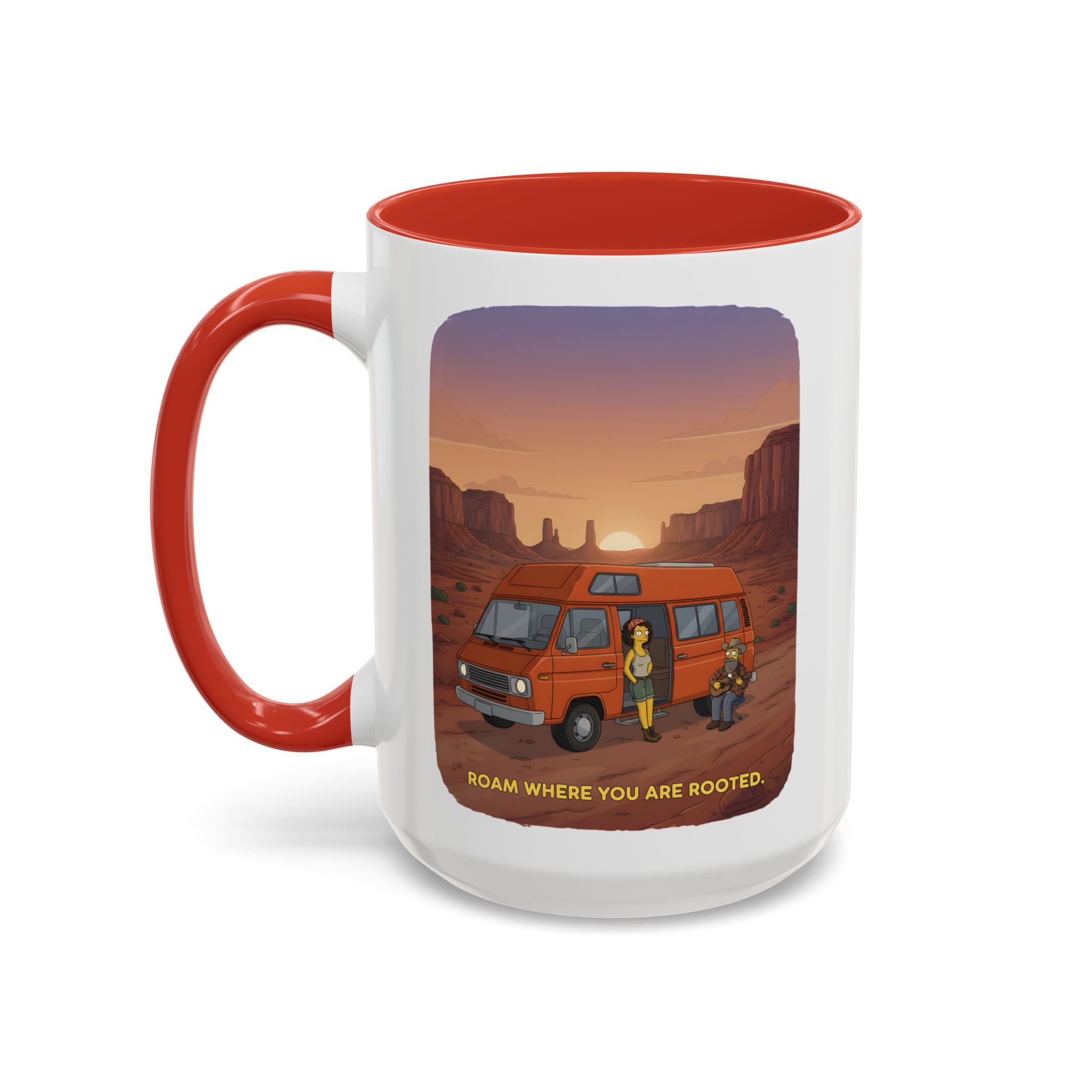 Accent Coffee Mug (11, 15oz) — "Roam Where You Are Rooted" Design Sitcom-Line