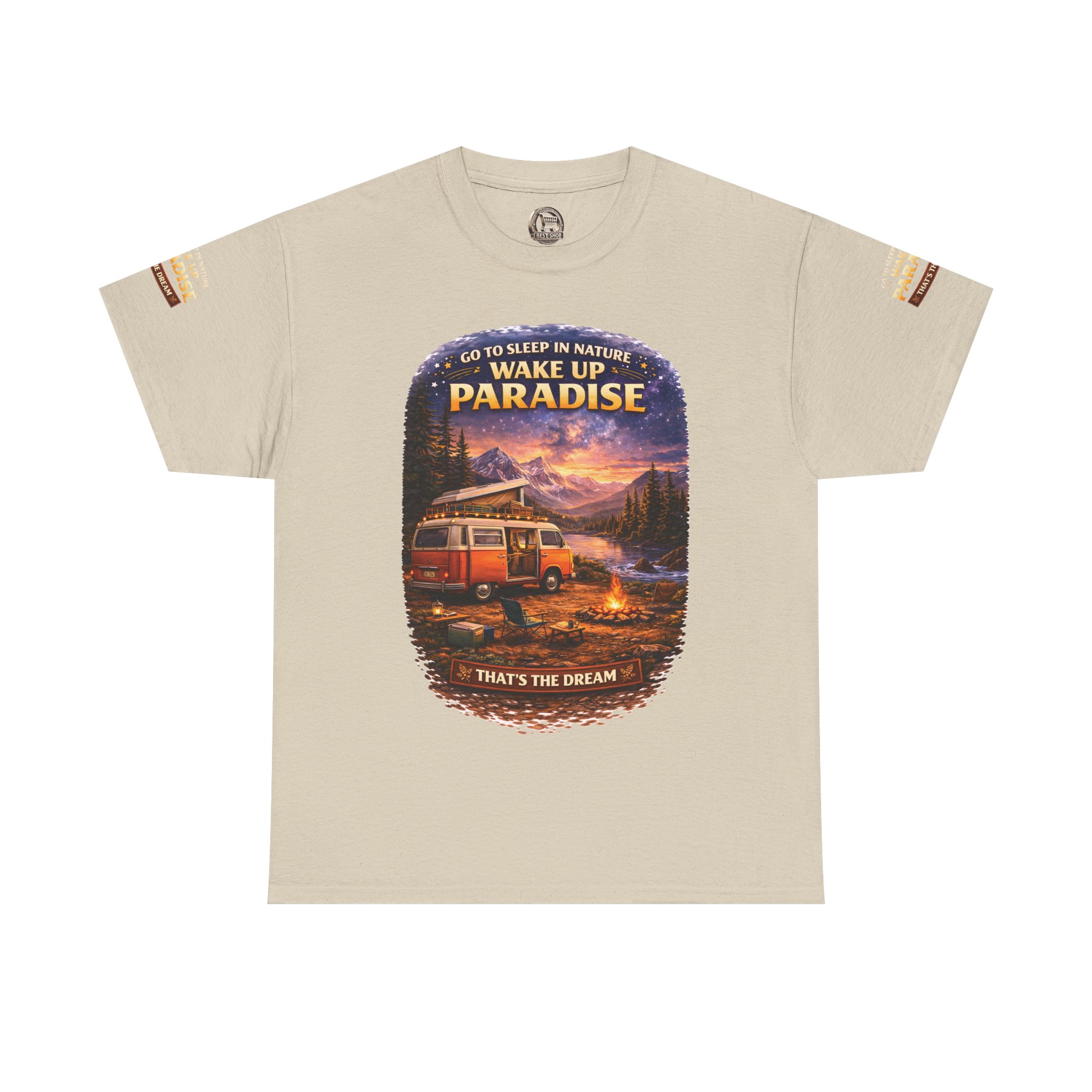Unisex Heavy Cotton Tee — "Go To Sleep In Nature " Design Scenic-Line