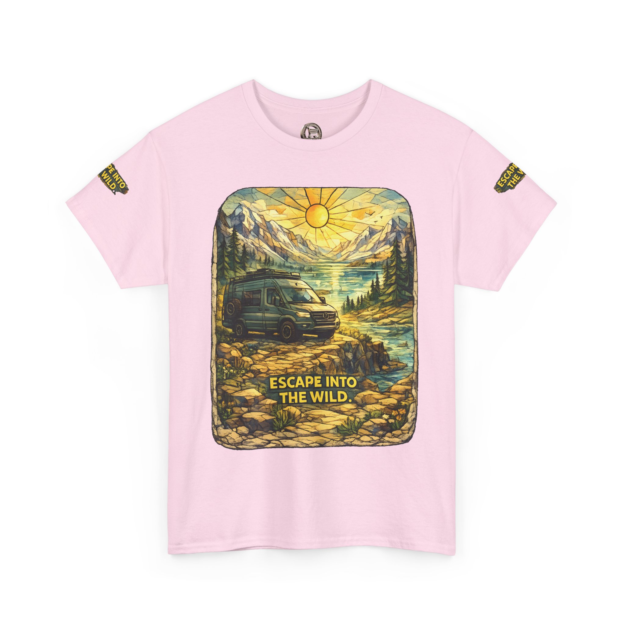 Unisex Heavy Cotton Tee — "Escape Into The Wild" Design Cubic-Line