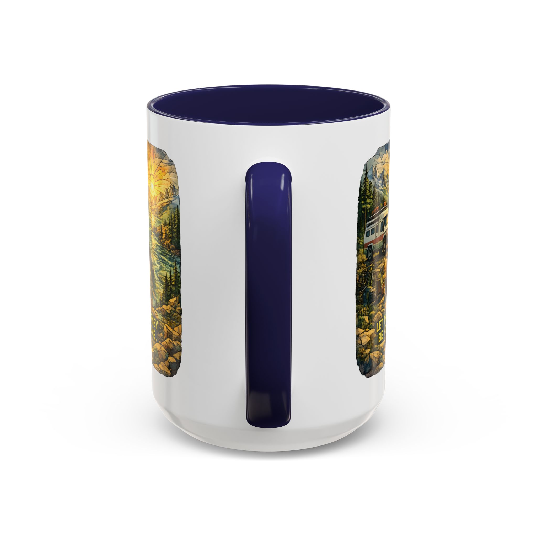 Accent Coffee Mug (11, 15oz) — "Let The Journey Be Your Home" Design Cubic-Line