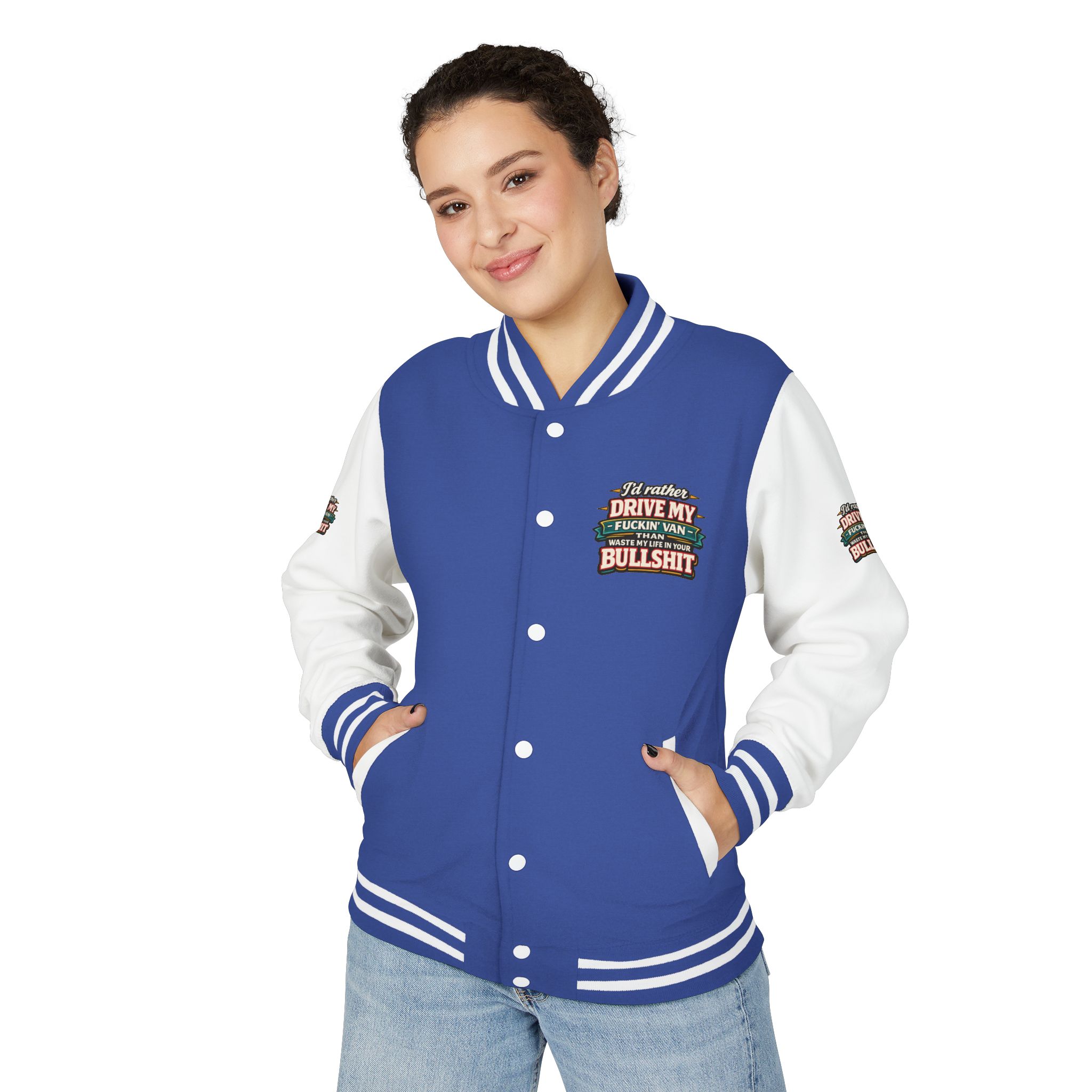11935159683145456509_2048-1.jpeg Unisex Heavyweight Letterman Jacket — "I´d Rather Drive My Fucking Van" Design F**K-Line