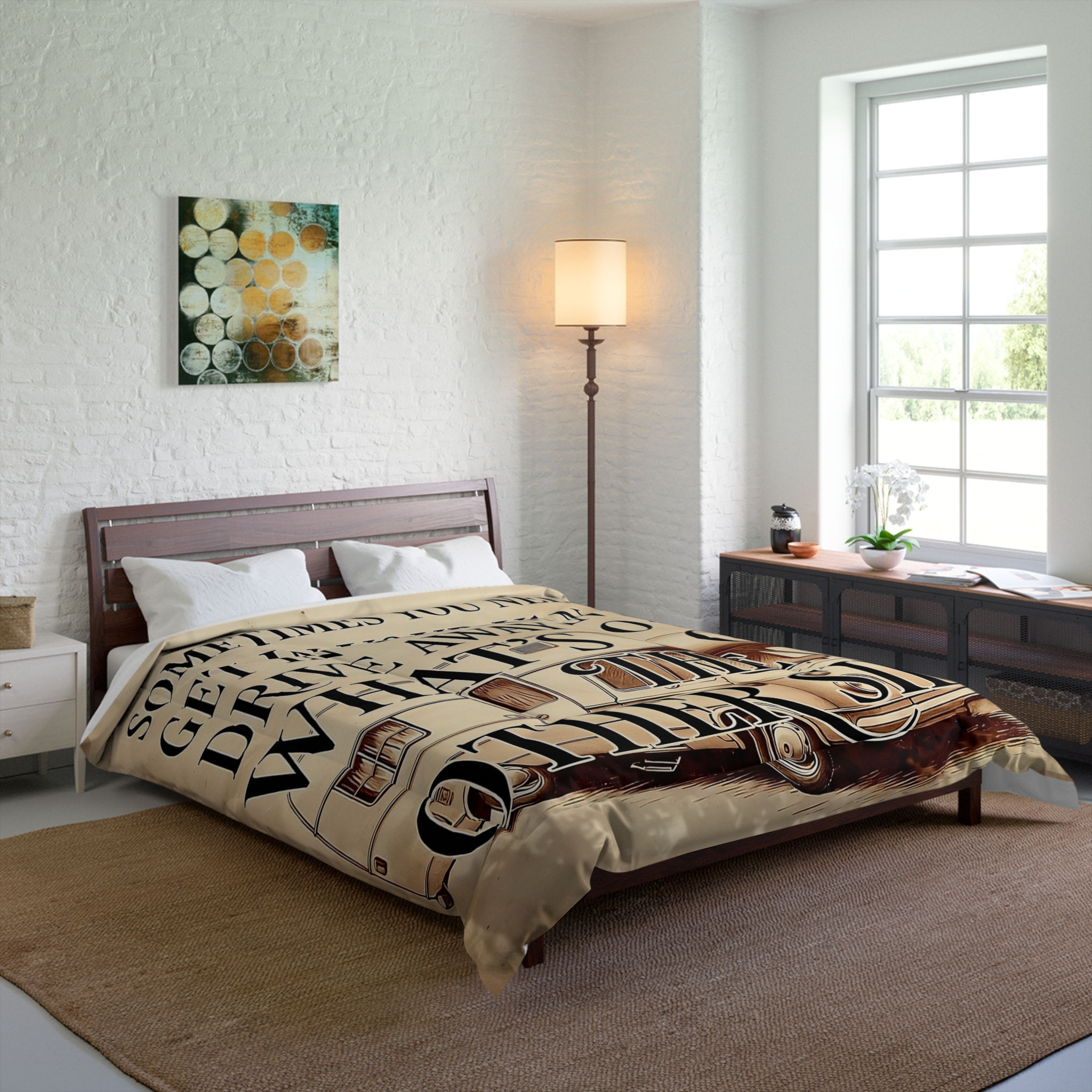 Comforter - Adventure Van Quote Comforter: "Sometimes You Need to Get in Your Van and Drive Away to See What's on the Other Side"