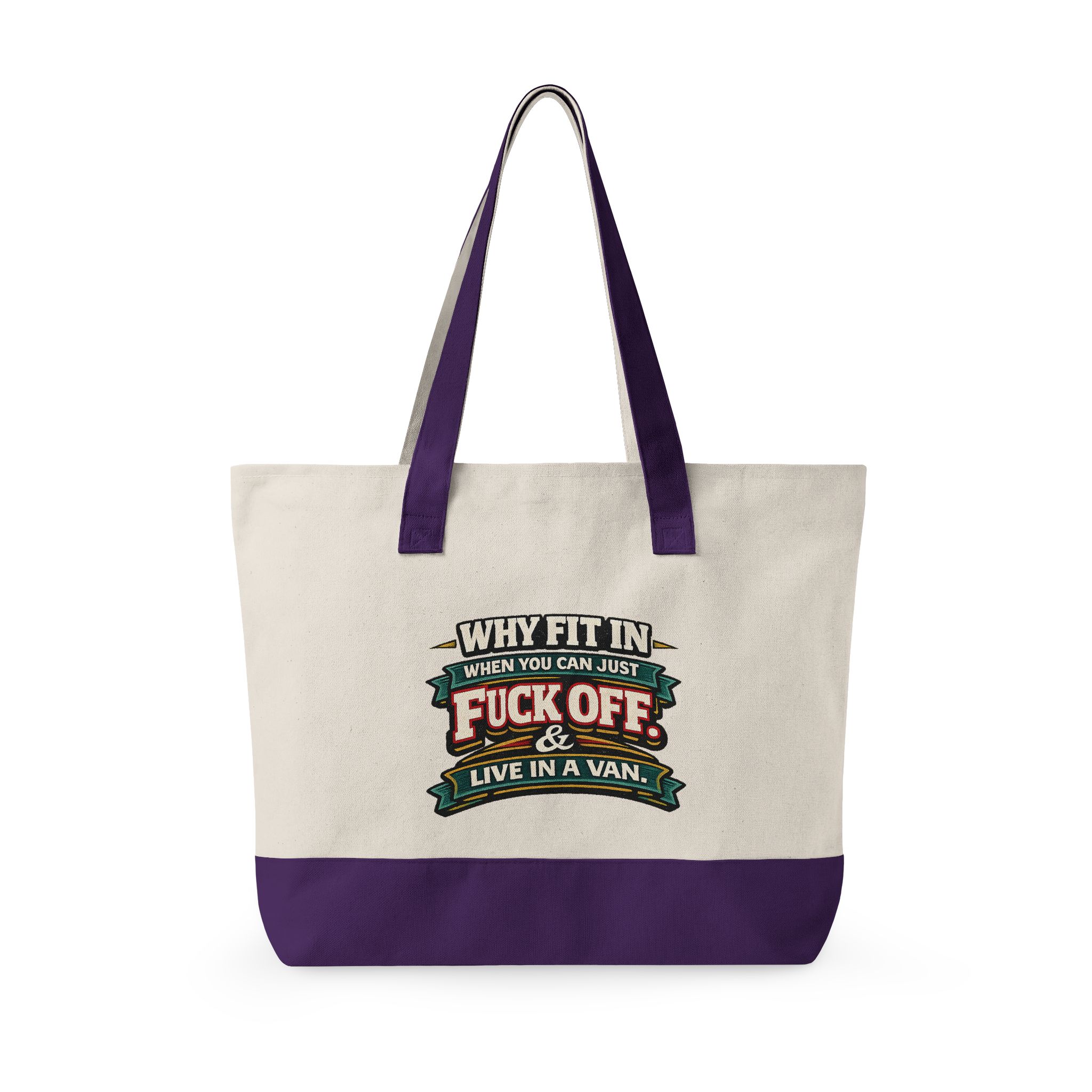 Zippered Canvas Tote — "Why Fit In" (Design F**K-Line)