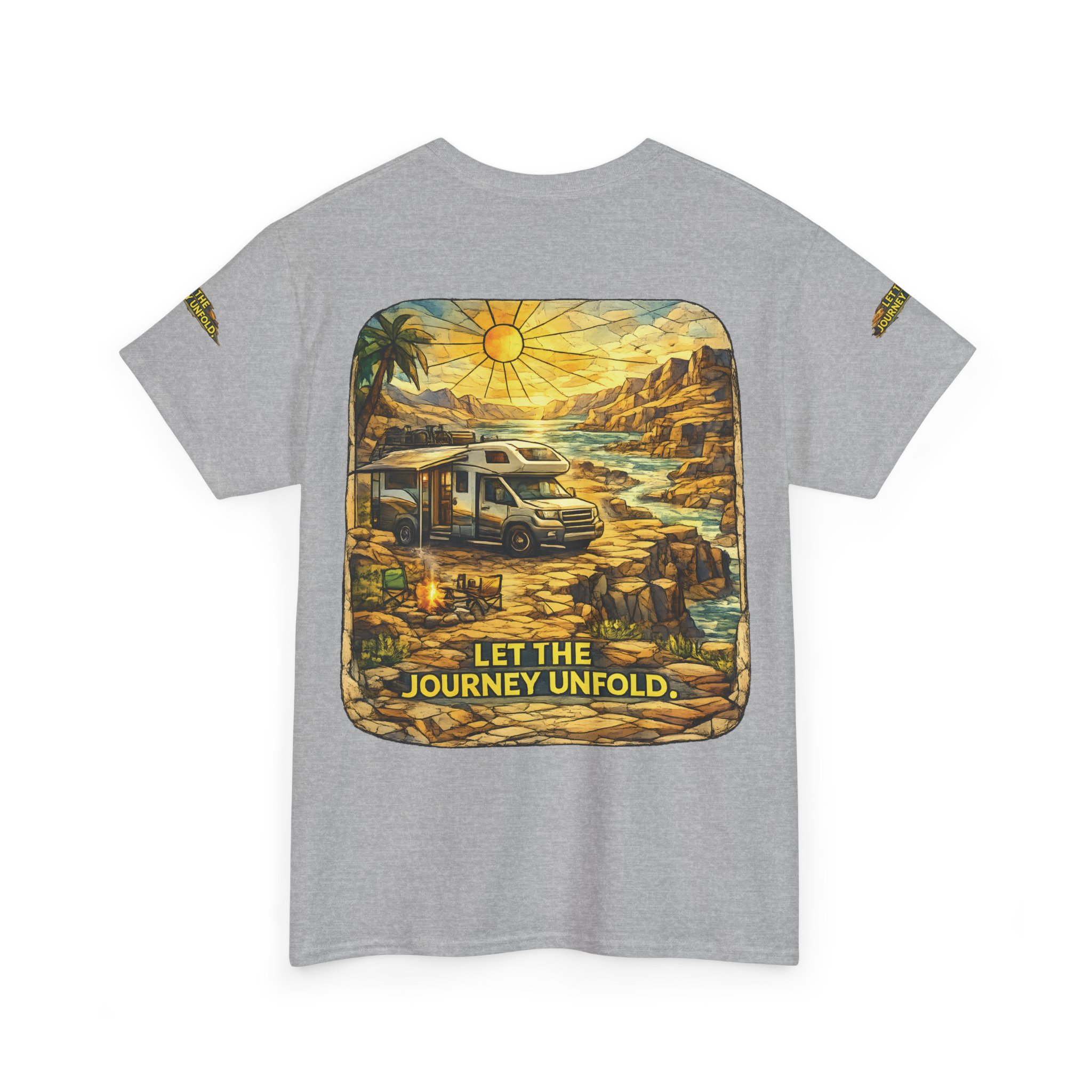 Unisex Heavy Cotton Tee — "Let The Journey Unfold" Design Cubic-Line