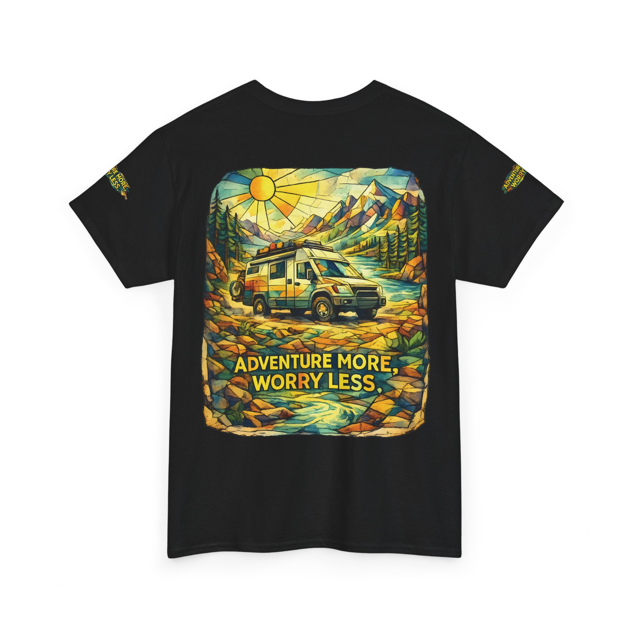 11938403988140787163_2048.jpeg Unisex Heavy Cotton Tee — "Adventure More Worry Less" Design Cubic-Line