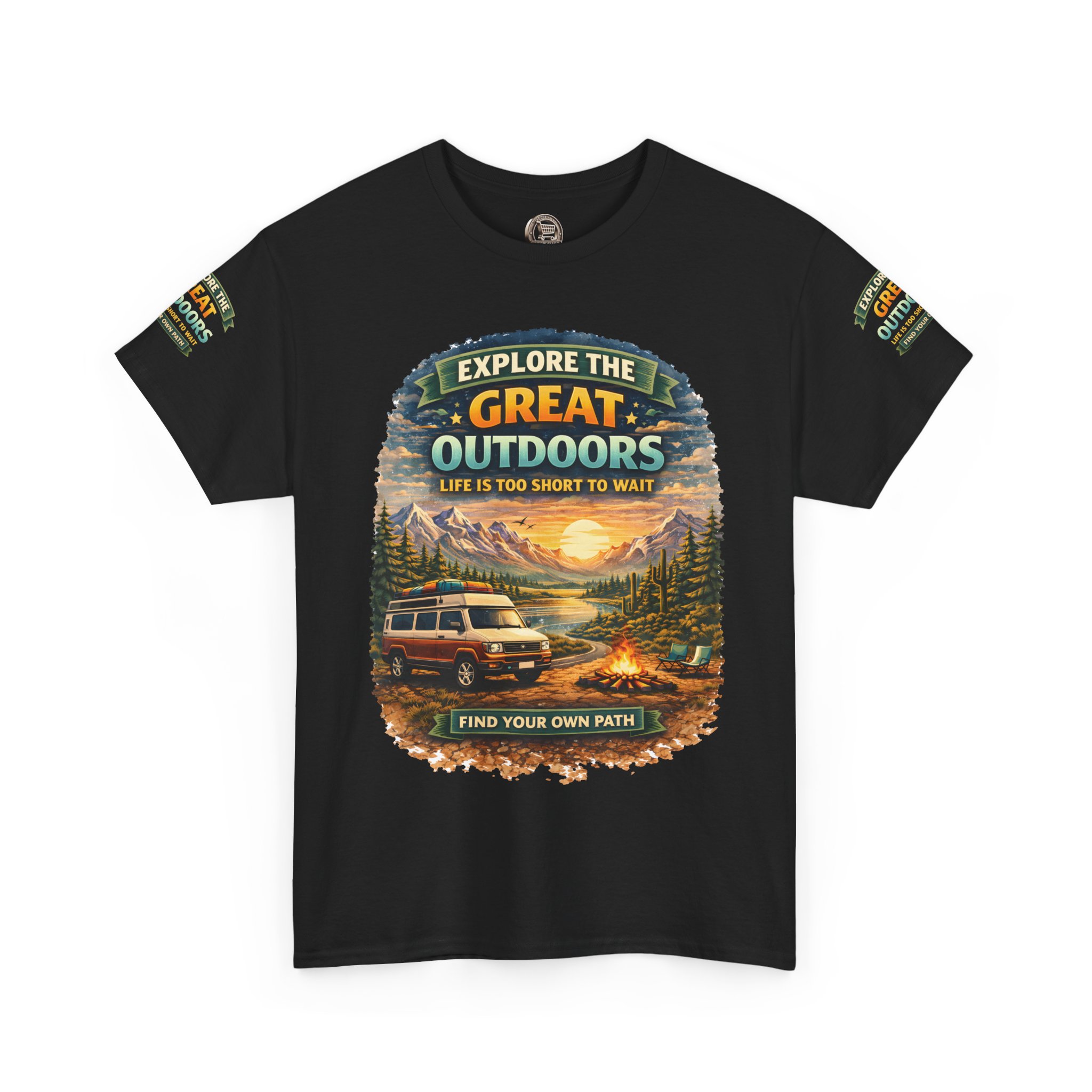 Unisex Heavy Cotton Tee — "Explore The Great Outdoors" Design Scenic-Line