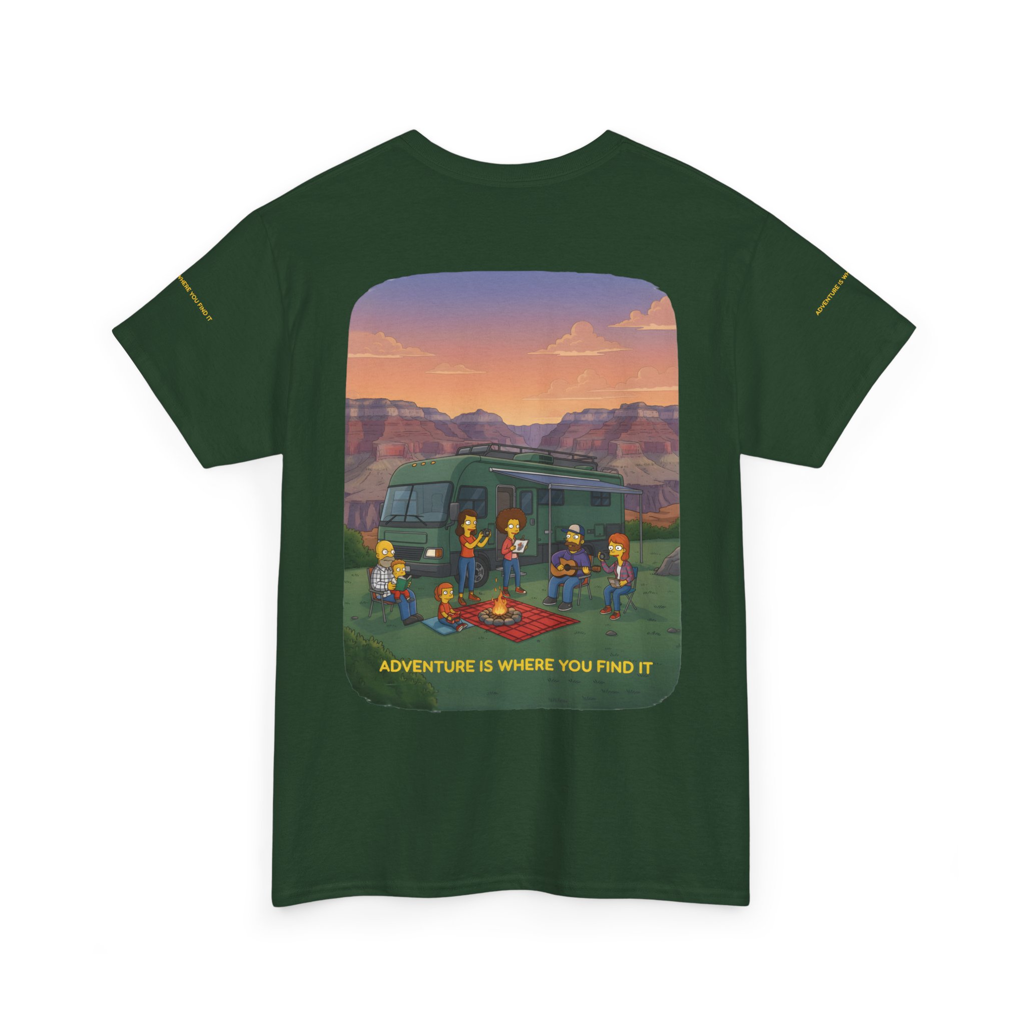 Unisex Heavy Cotton Tee — "Adventure Is Where You Find It" Design Sitcom-Line