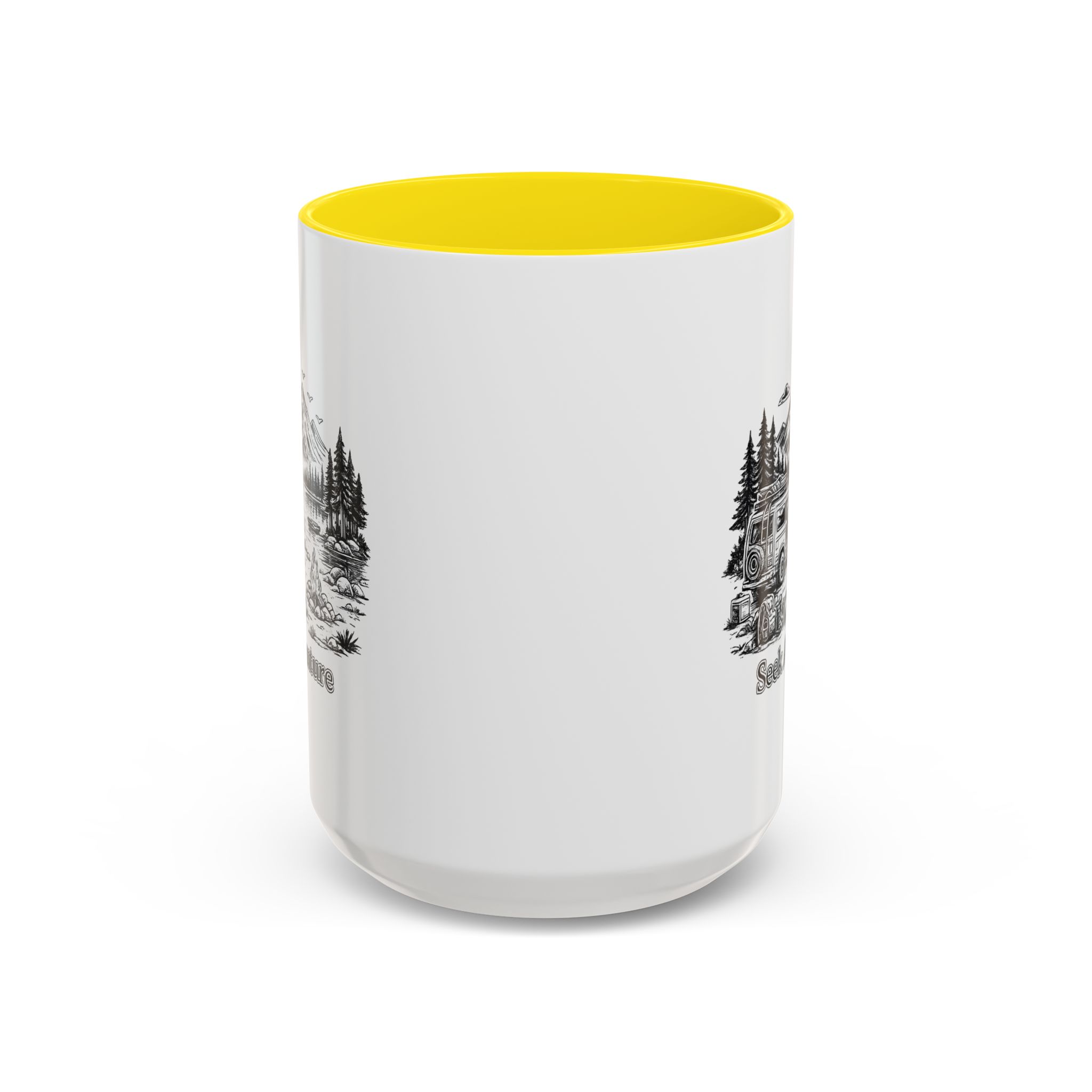 Accent Coffee Mug (11, 15oz) — "Seek Adventure" Design Minimal-Line