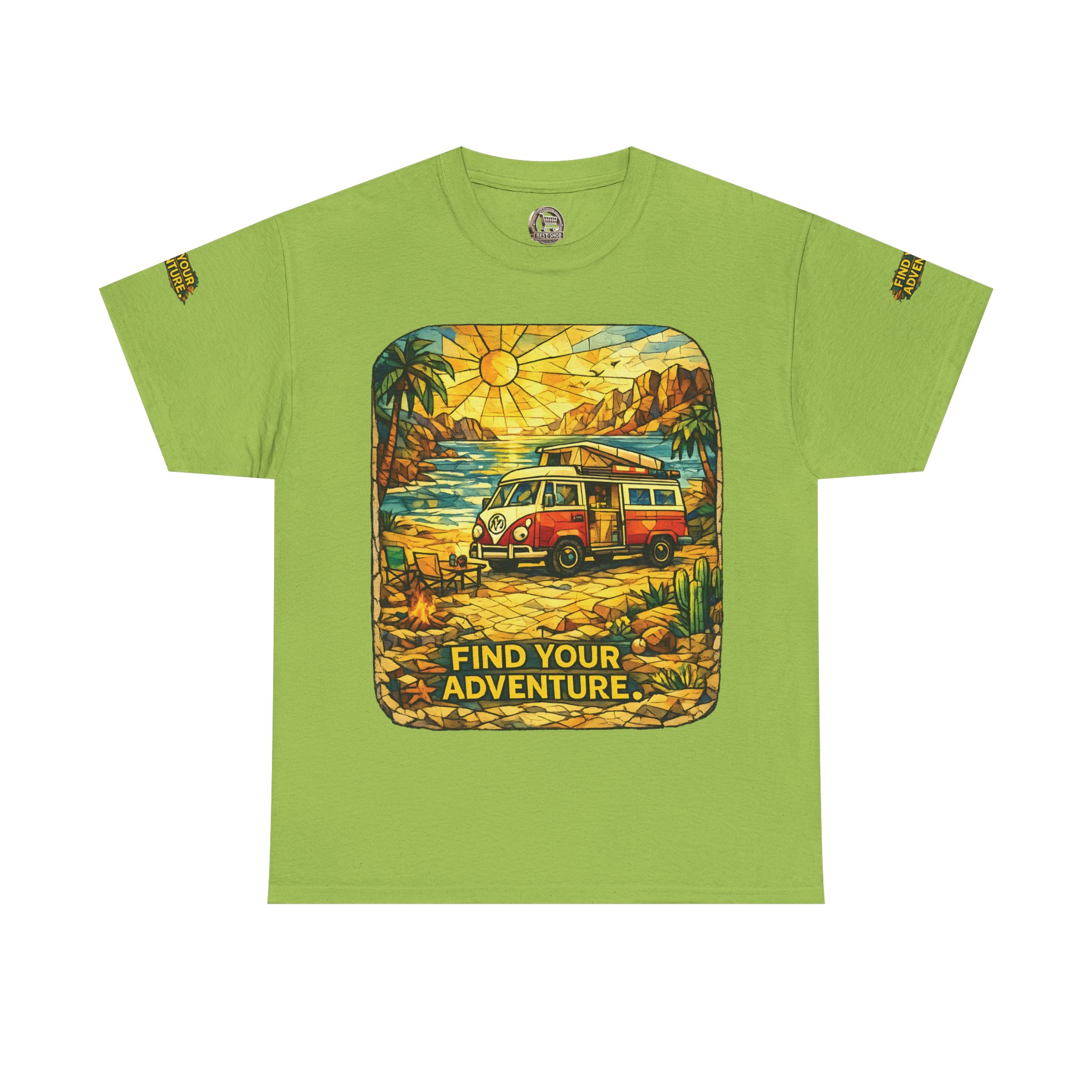 Unisex Heavy Cotton Tee — "Find Your Adventure" Design Cubic-Line