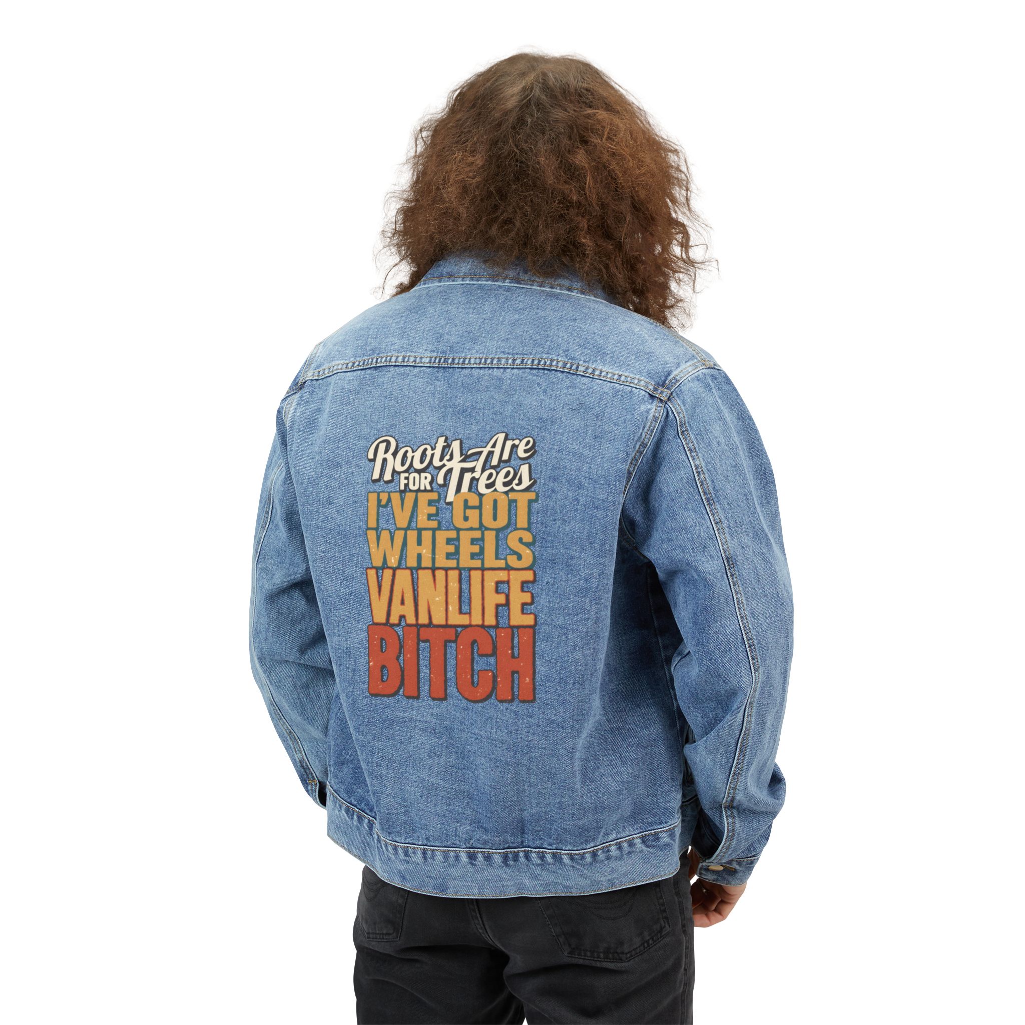 Men's Denim Jacket — "Roots Are For Trees" Design F**K-Line