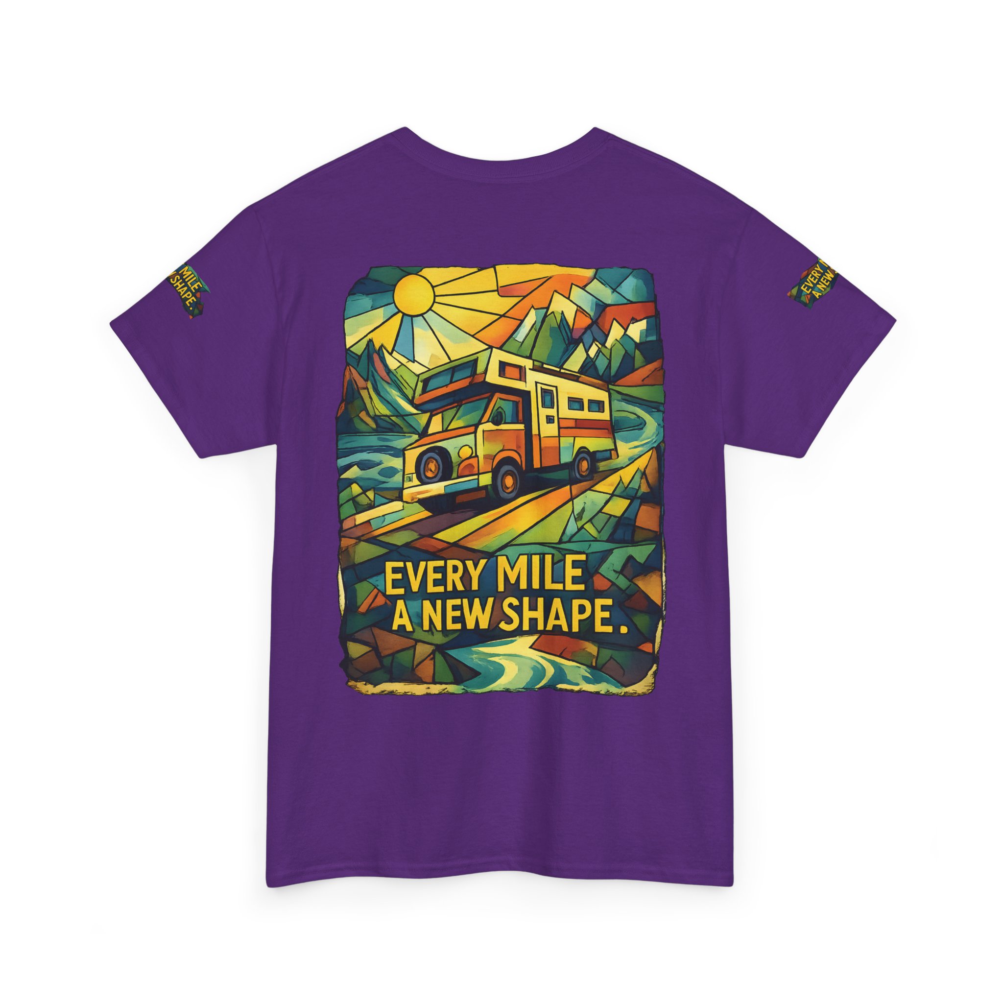 Unisex Heavy Cotton Tee — "Every Mile A New Shape" Design Cubic-Line