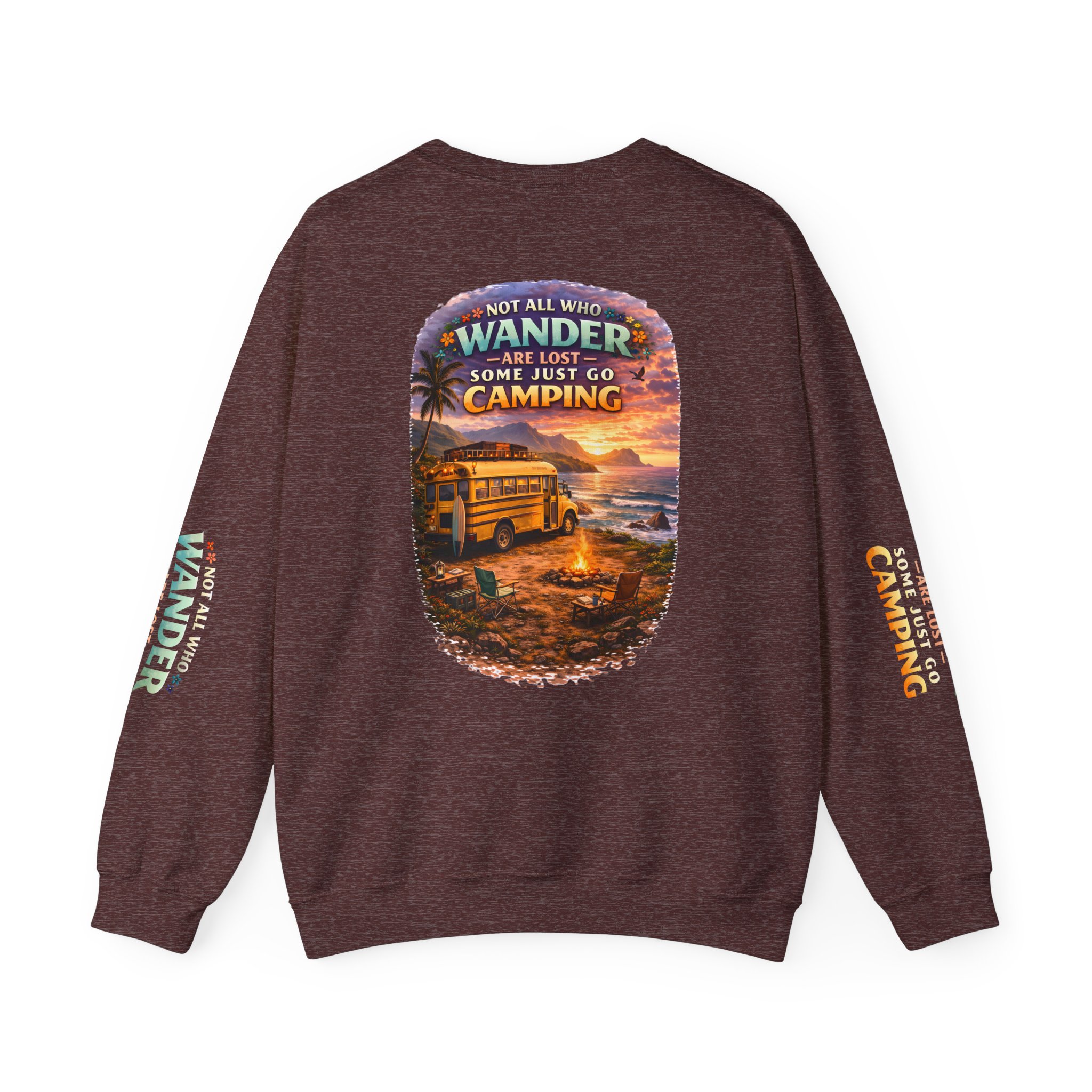 Unisex Heavy Blend™ Crewneck Sweatshirt — "Not All Who Wander Are Lost" Design Scenic-Line