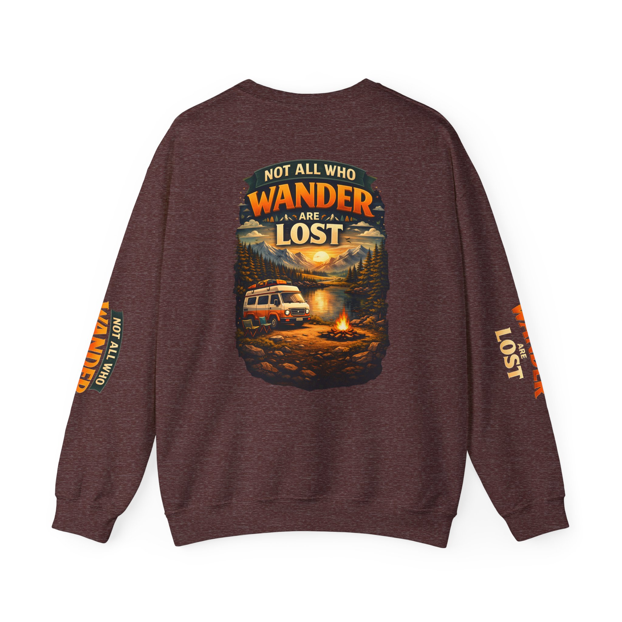 Unisex Heavy Blend™ Crewneck Sweatshirt — "Not All Who Wander Are Lost" Design Scenic-Line