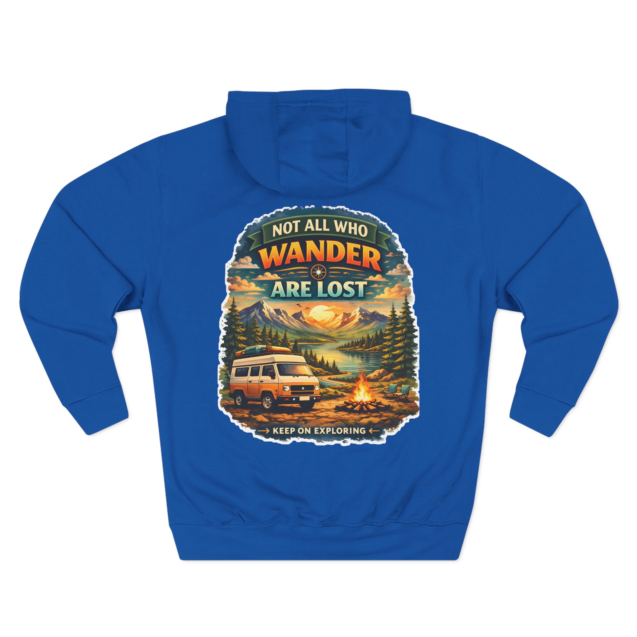 Three-Panel Fleece Hoodie - "Not All Who Wander Are Lost" Design Scenic-Line