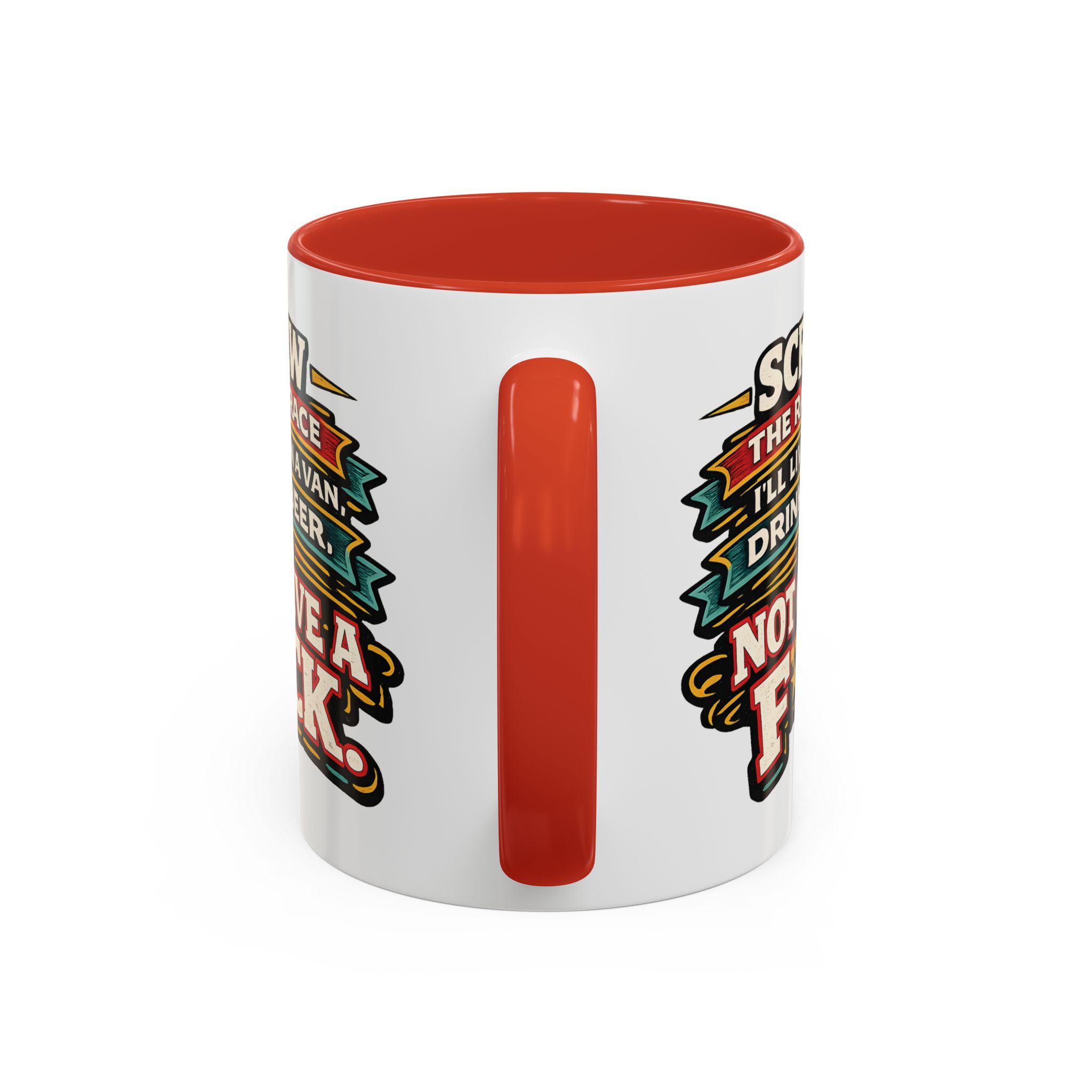 Accent Coffee Mug (11, 15oz) — "Screw The Rat Race" Design F**K-Line