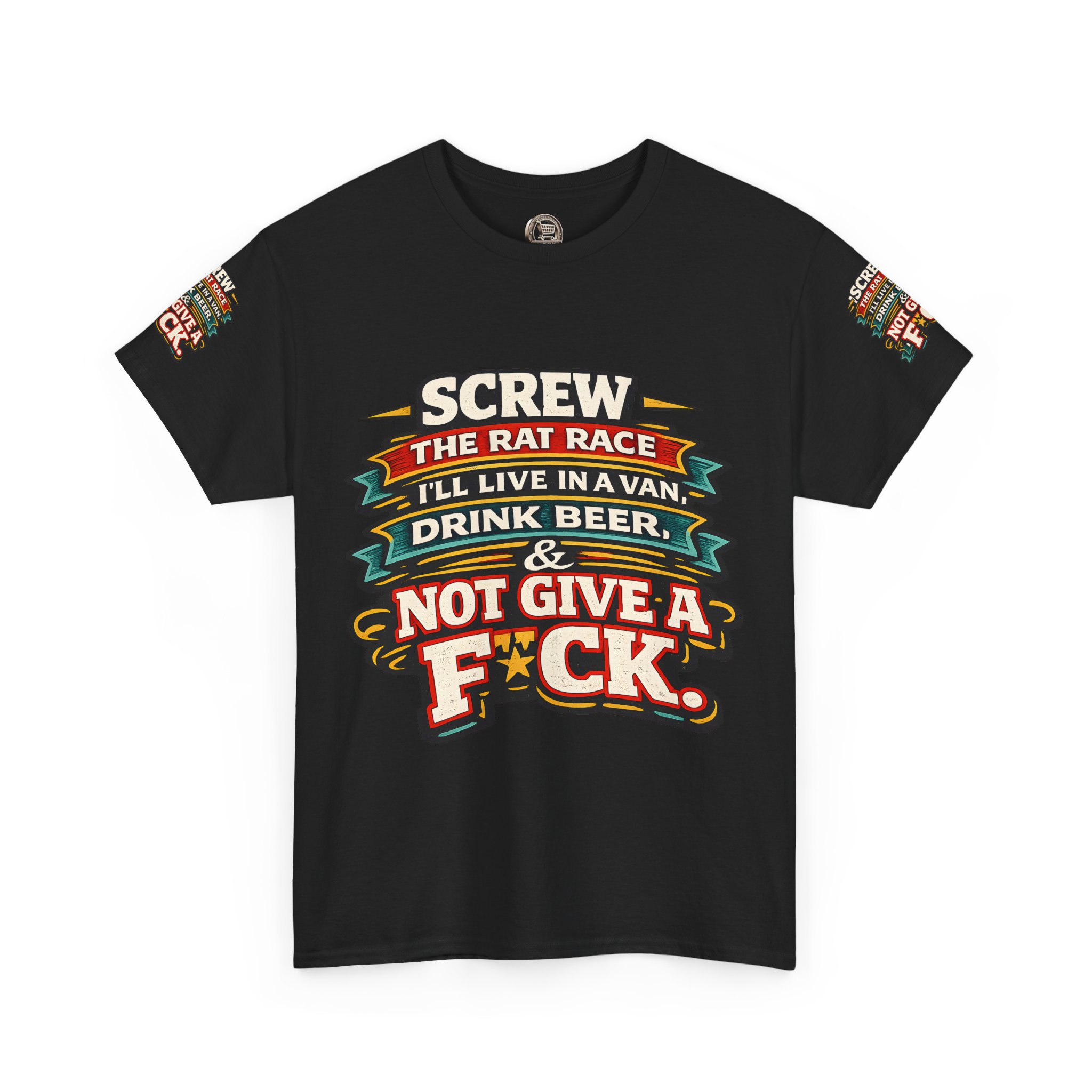Unisex Heavy Cotton Tee — "Screw The Rat Race" Design F**K-Line