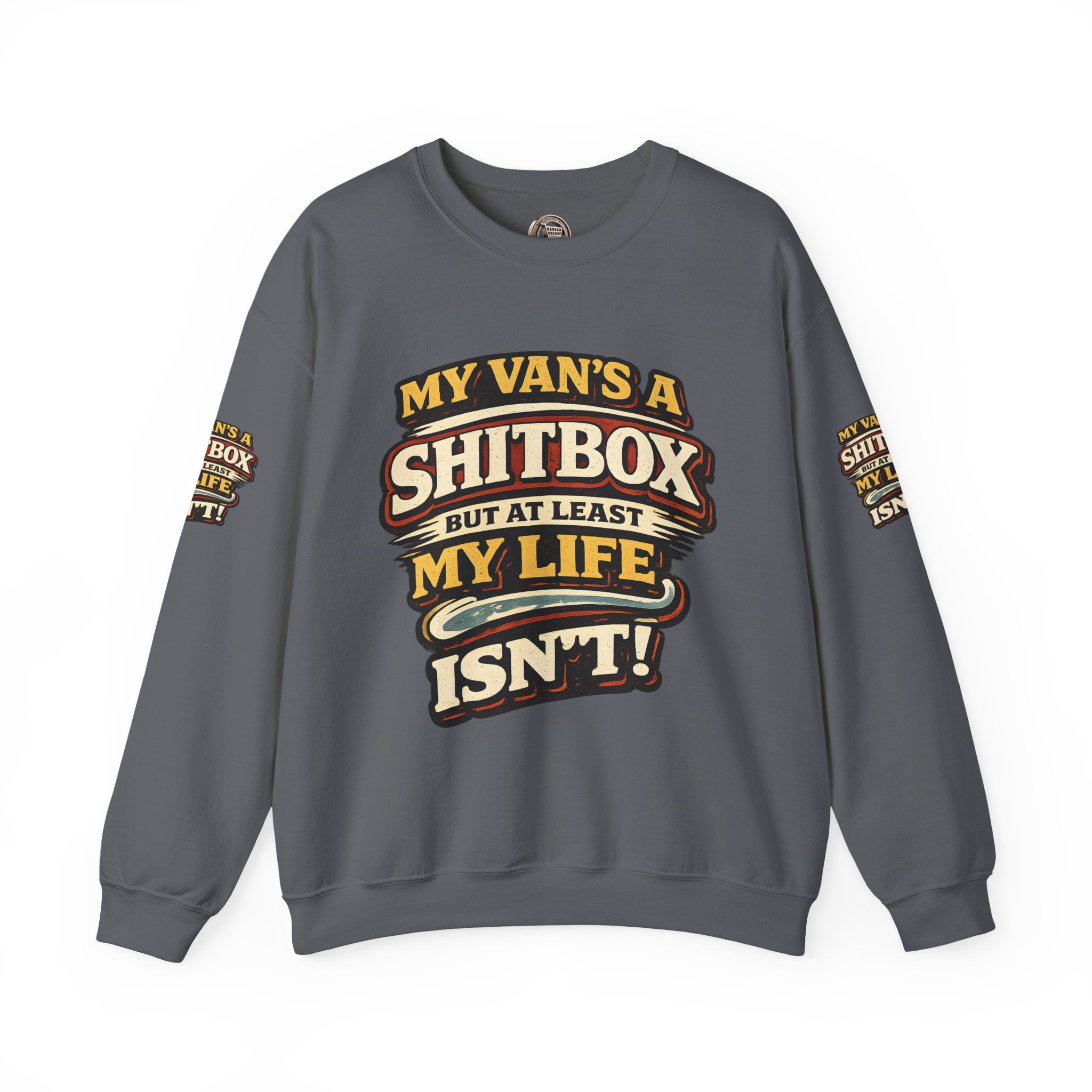 11981684048286250145_2048.jpeg Unisex Heavy Blend™ Crewneck Sweatshirt — "My Van`s A Shitbox" Design F**K-Line