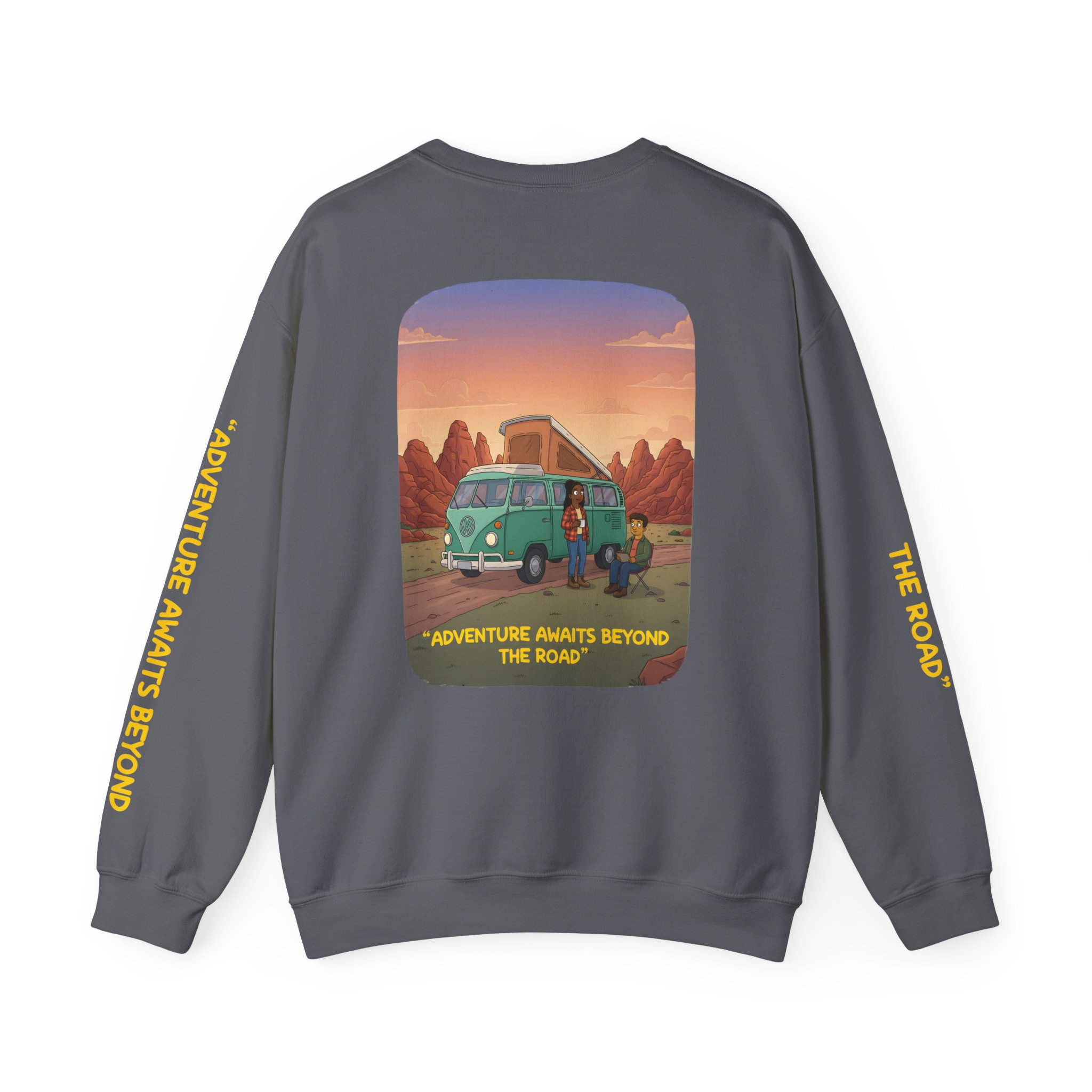 11983298409932062136_2048.jpeg Unisex Heavy Blend™ Crewneck Sweatshirt — "Adventure Awaits Beyond The Road" Design Sitcom-Line