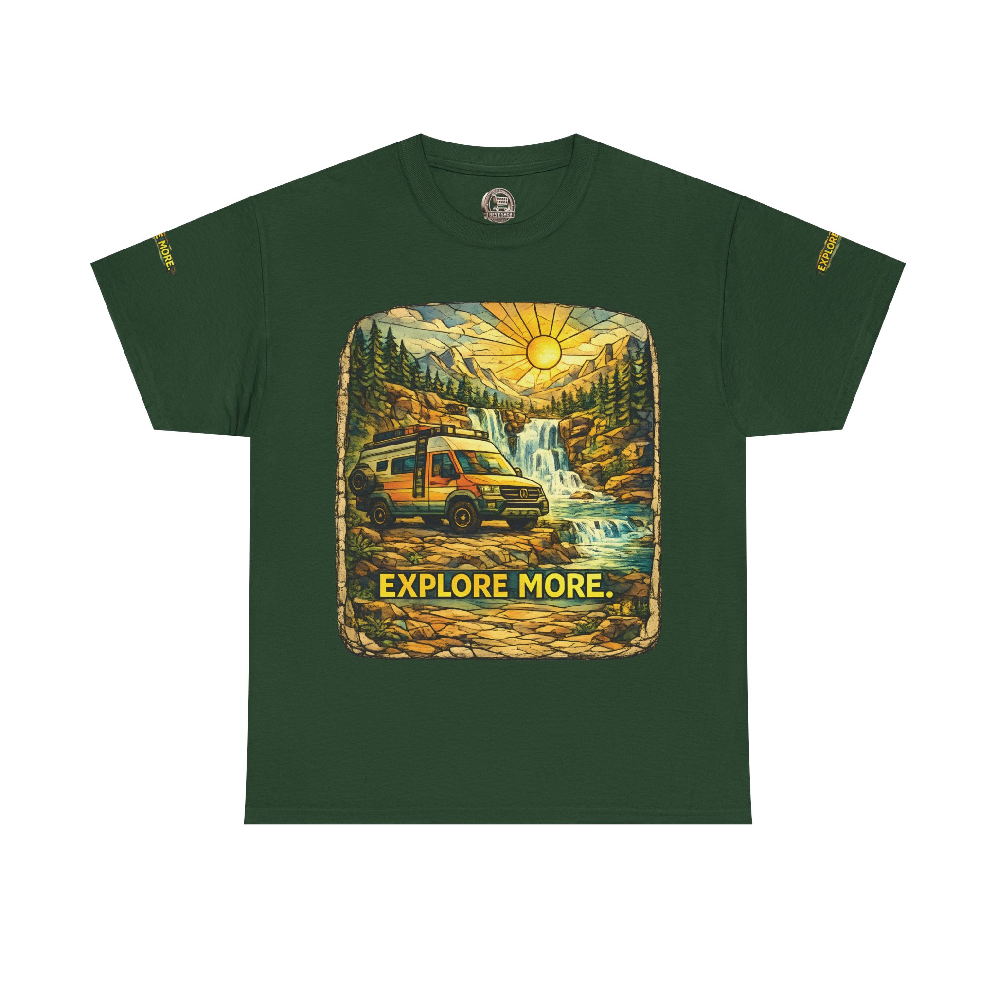 Unisex Heavy Cotton Tee — "Explore More" Design Cubic-Line