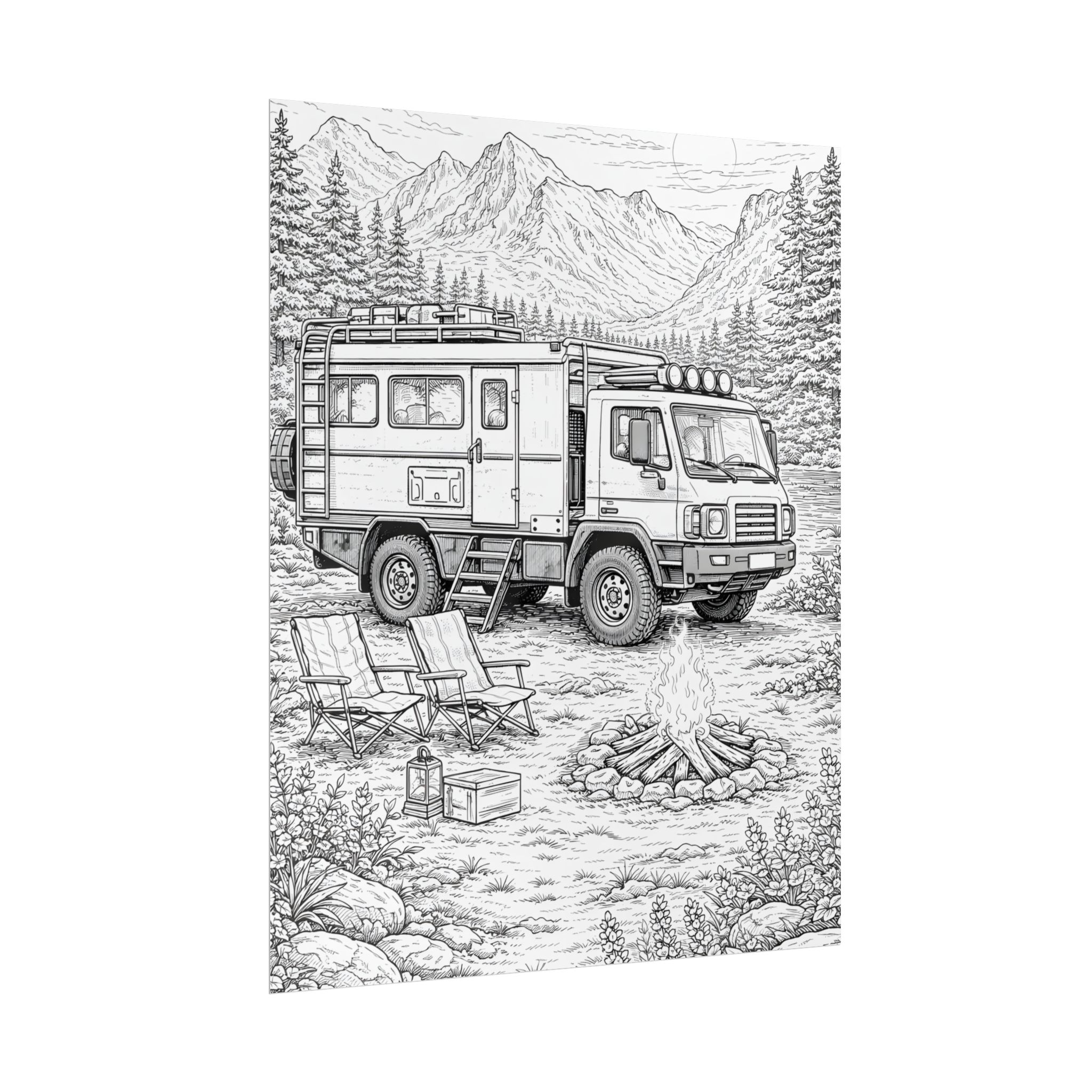 Campervan Poster — Vintage RV Camping Landscape Wall Art