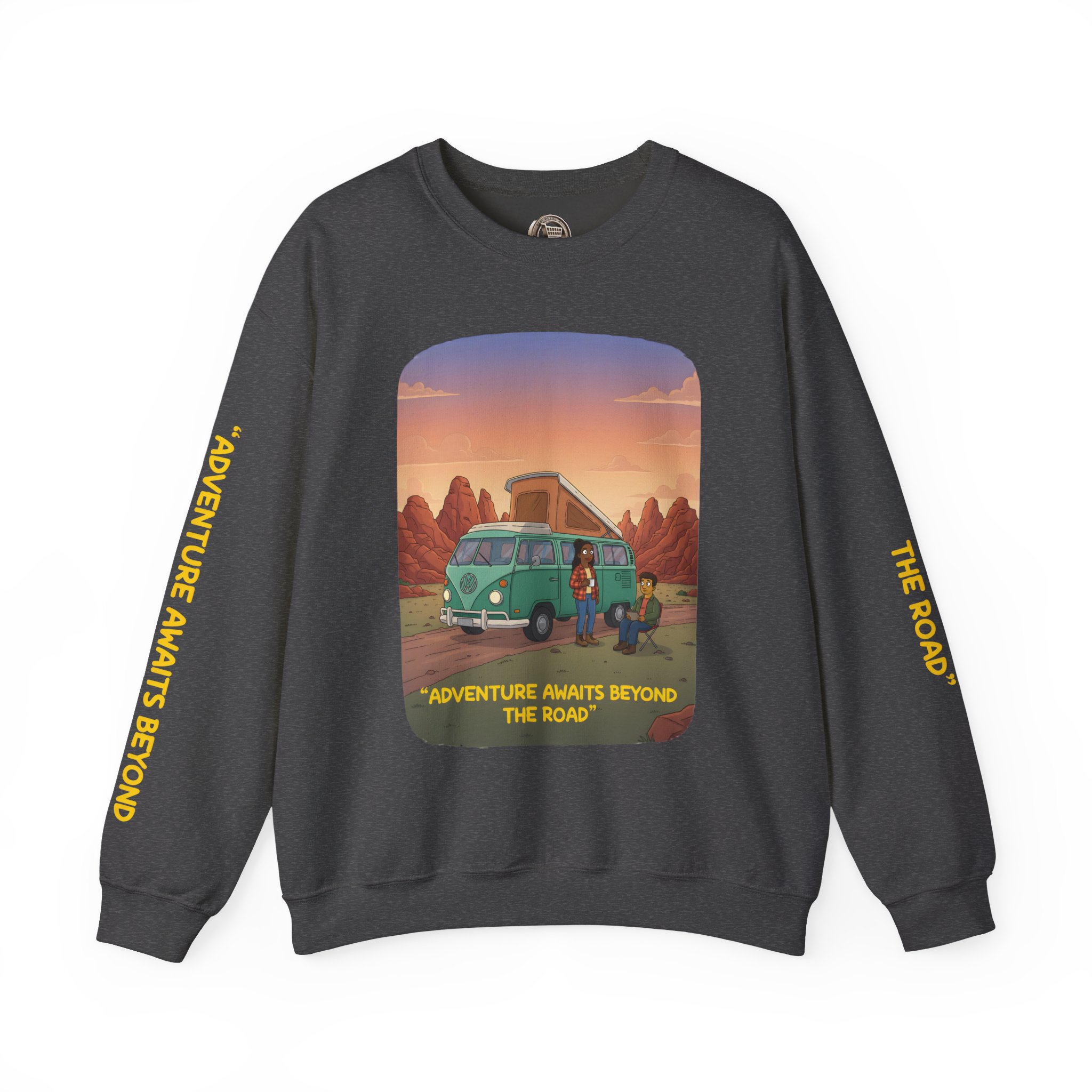 11985542845142751139_2048.jpeg Unisex Heavy Blend™ Crewneck Sweatshirt — "Adventure Awaits Beyond The Road" Design Sitcom-Line
