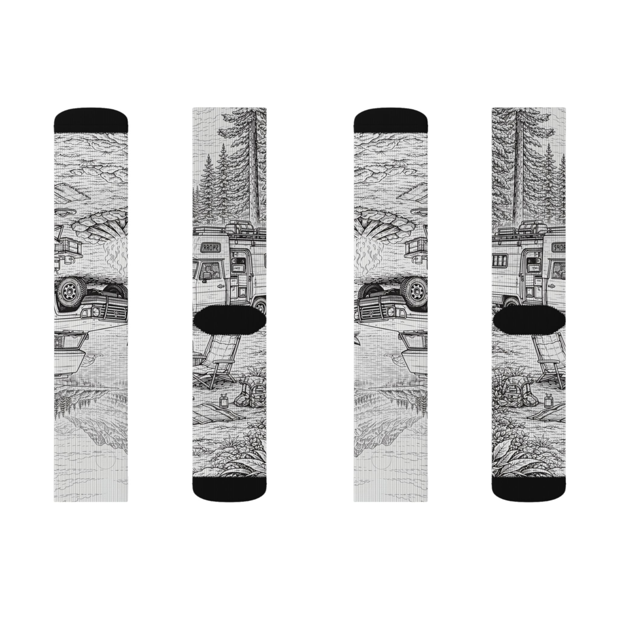 Sublimation Socks — Retro Camper Roadtrip Crew Socks