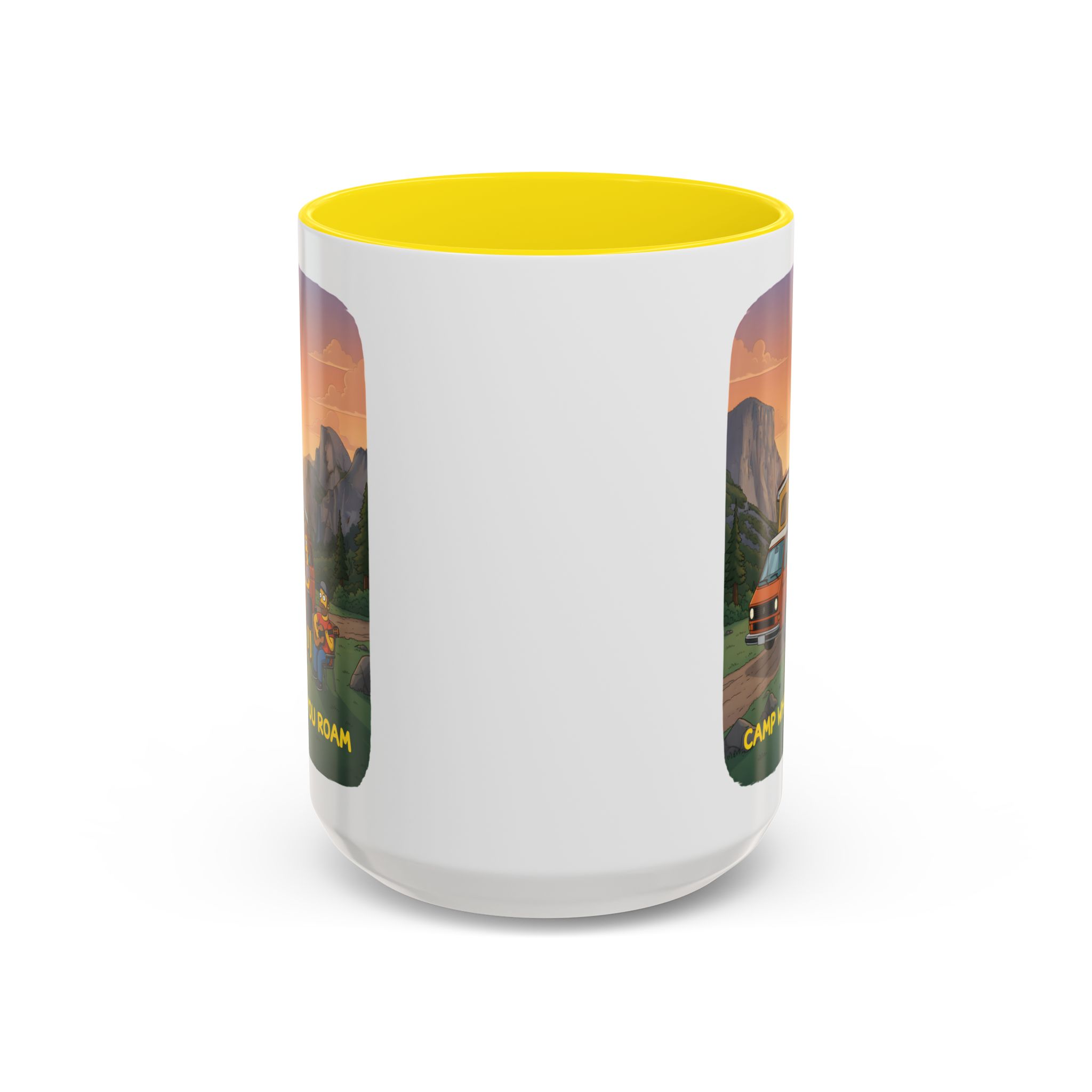 Accent Coffee Mug (11, 15oz) — "Camp Where You Roam" Design Sitcom-Line
