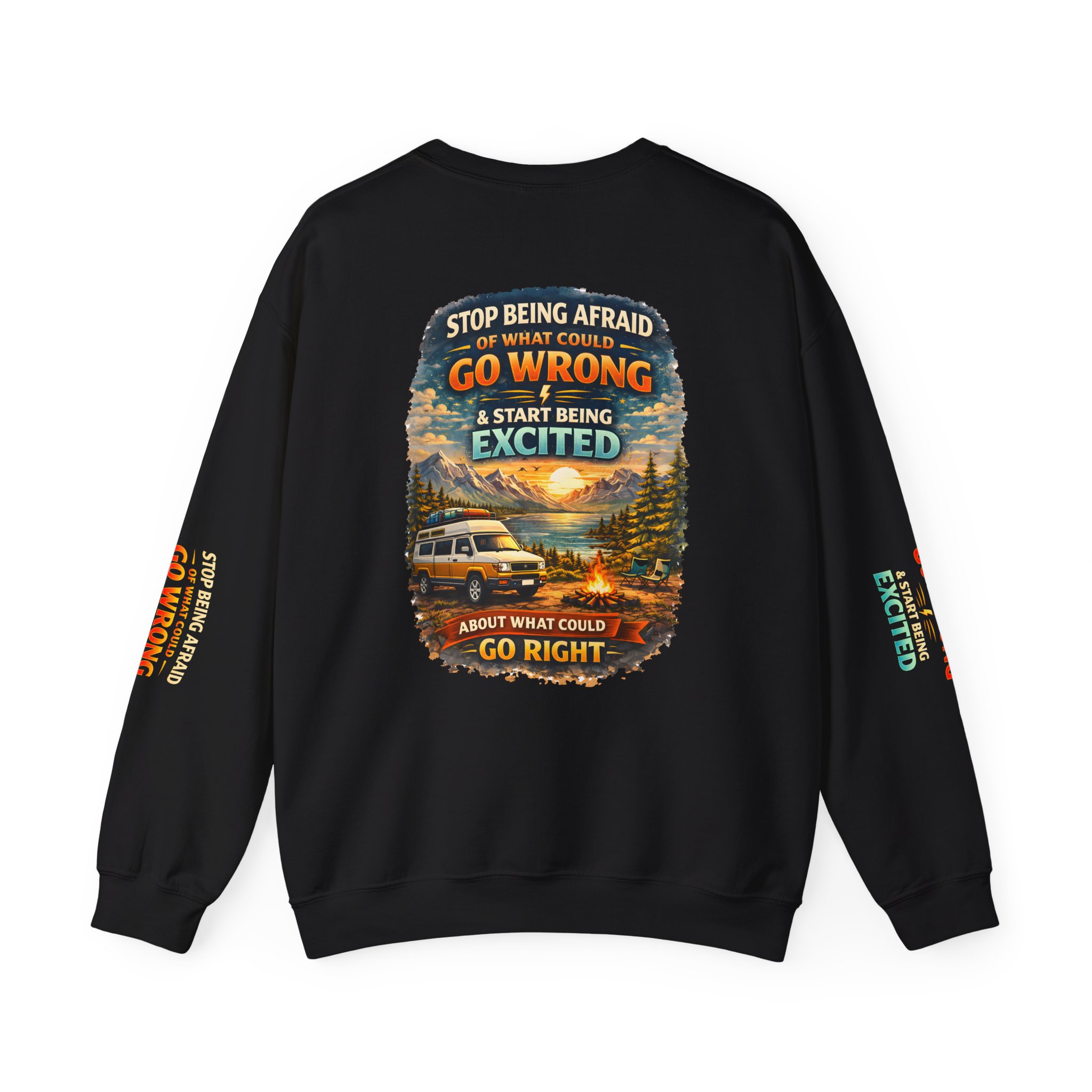 Unisex Heavy Blend™ Crewneck Sweatshirt — "Stop Being Afraid Of What Could Go Wrong" Design Scenic-Line