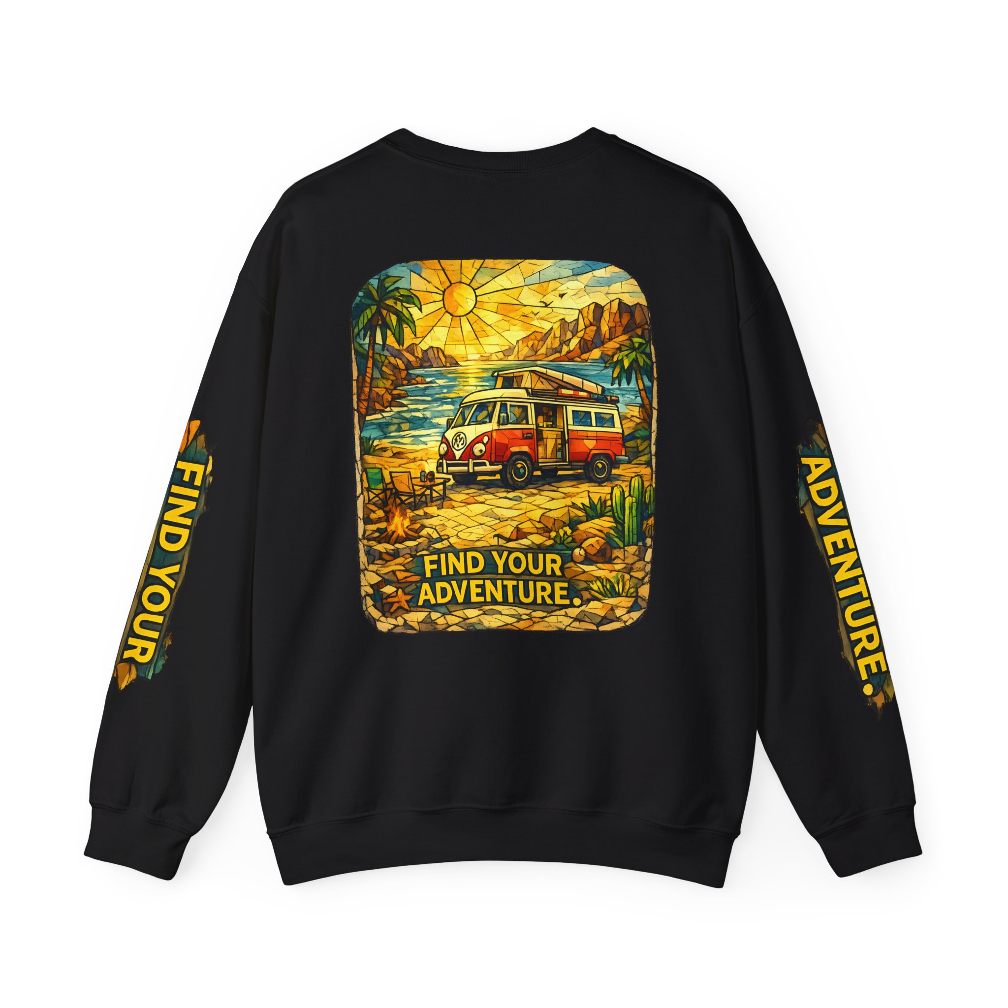 Unisex Heavy Blend™ Crewneck Sweatshirt — "Find Your Adventure" Design Cubic-Line
