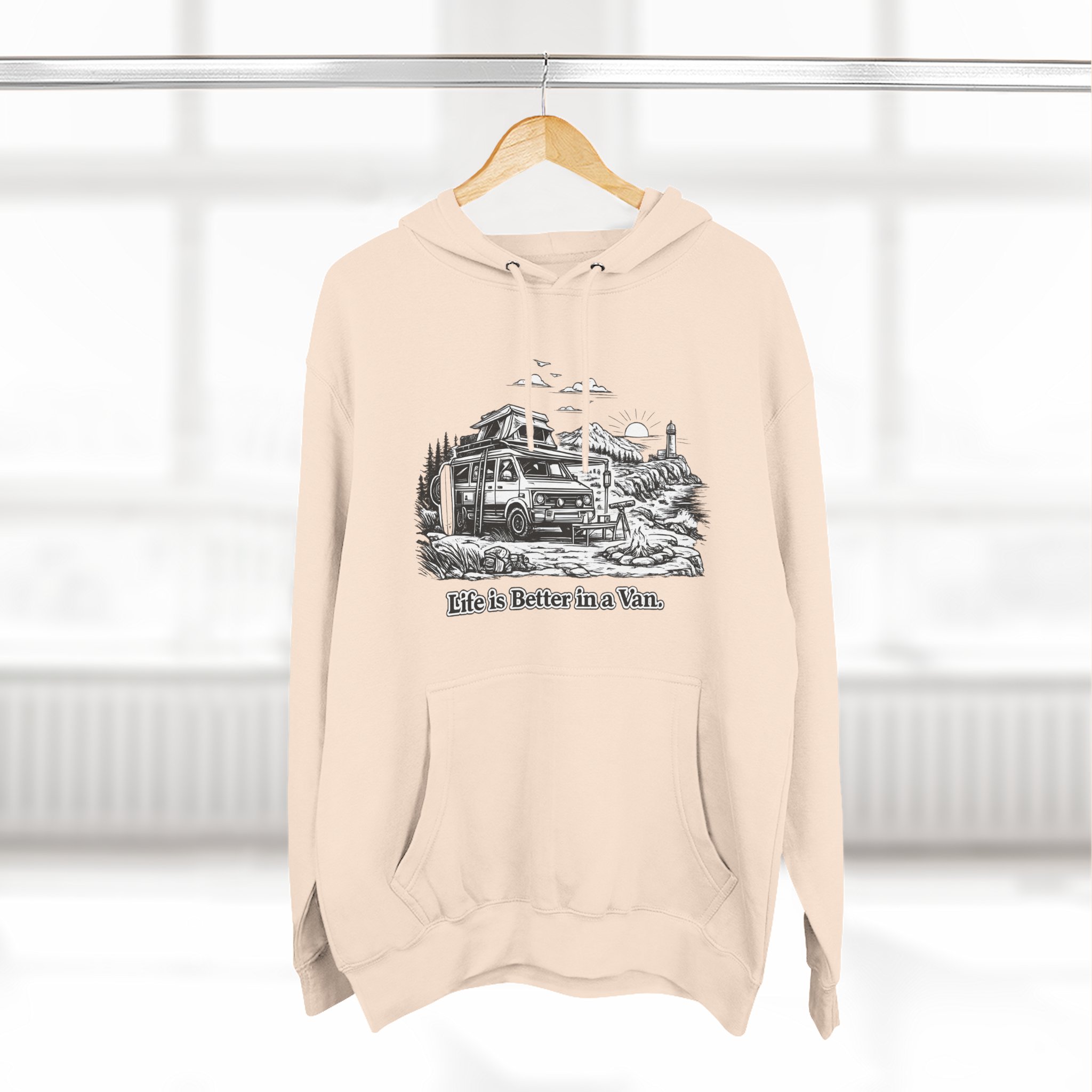 12011951775074794371_2048.jpeg Three-Panel Fleece Hoodie - "Life Is Better In A Van" Design Minimal-Line