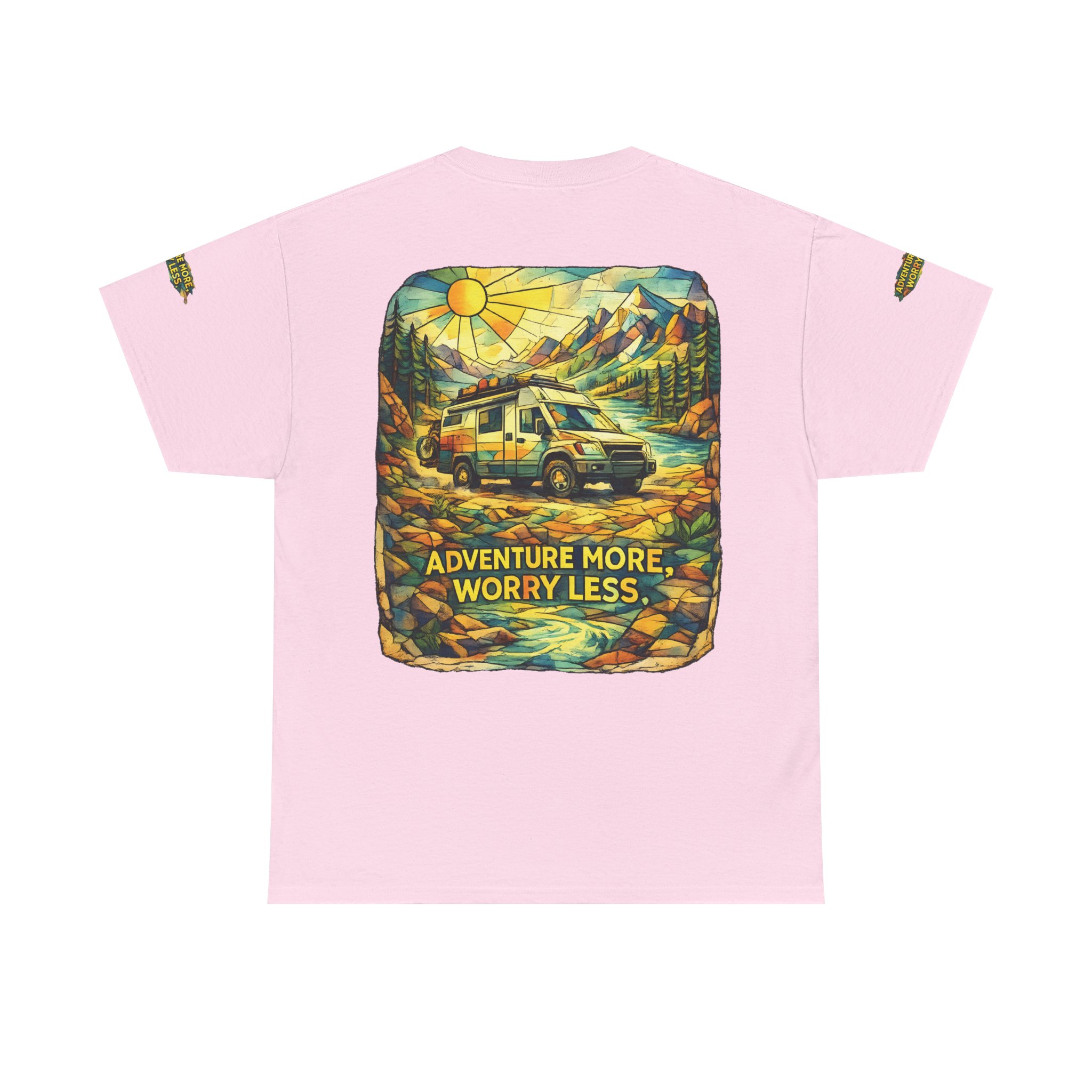 12014792462327273705_2048.jpeg Unisex Heavy Cotton Tee — "Adventure More Worry Less" Design Cubic-Line