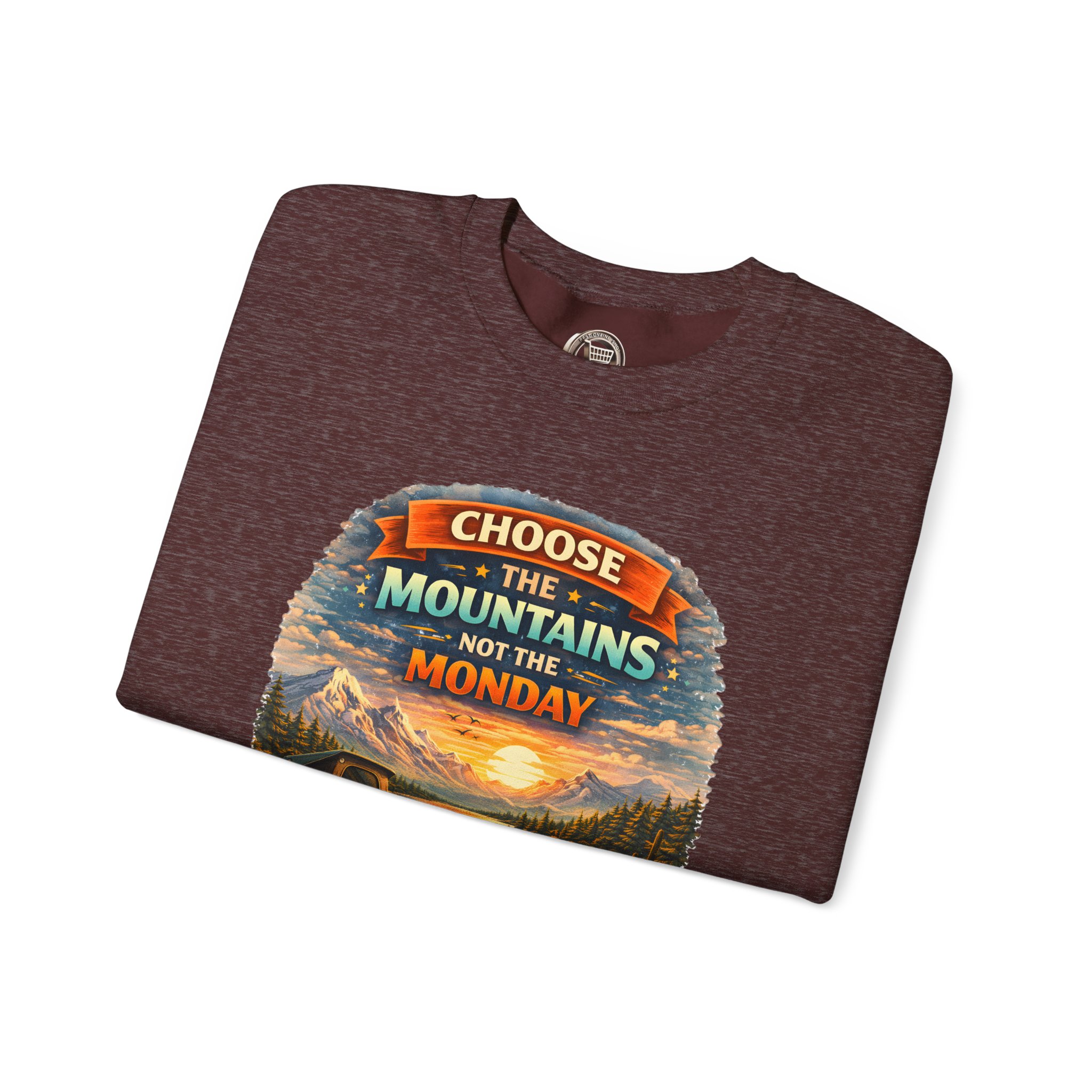 Unisex Heavy Blend™ Crewneck Sweatshirt — "Choose The Mountens" Design Scenic-Line