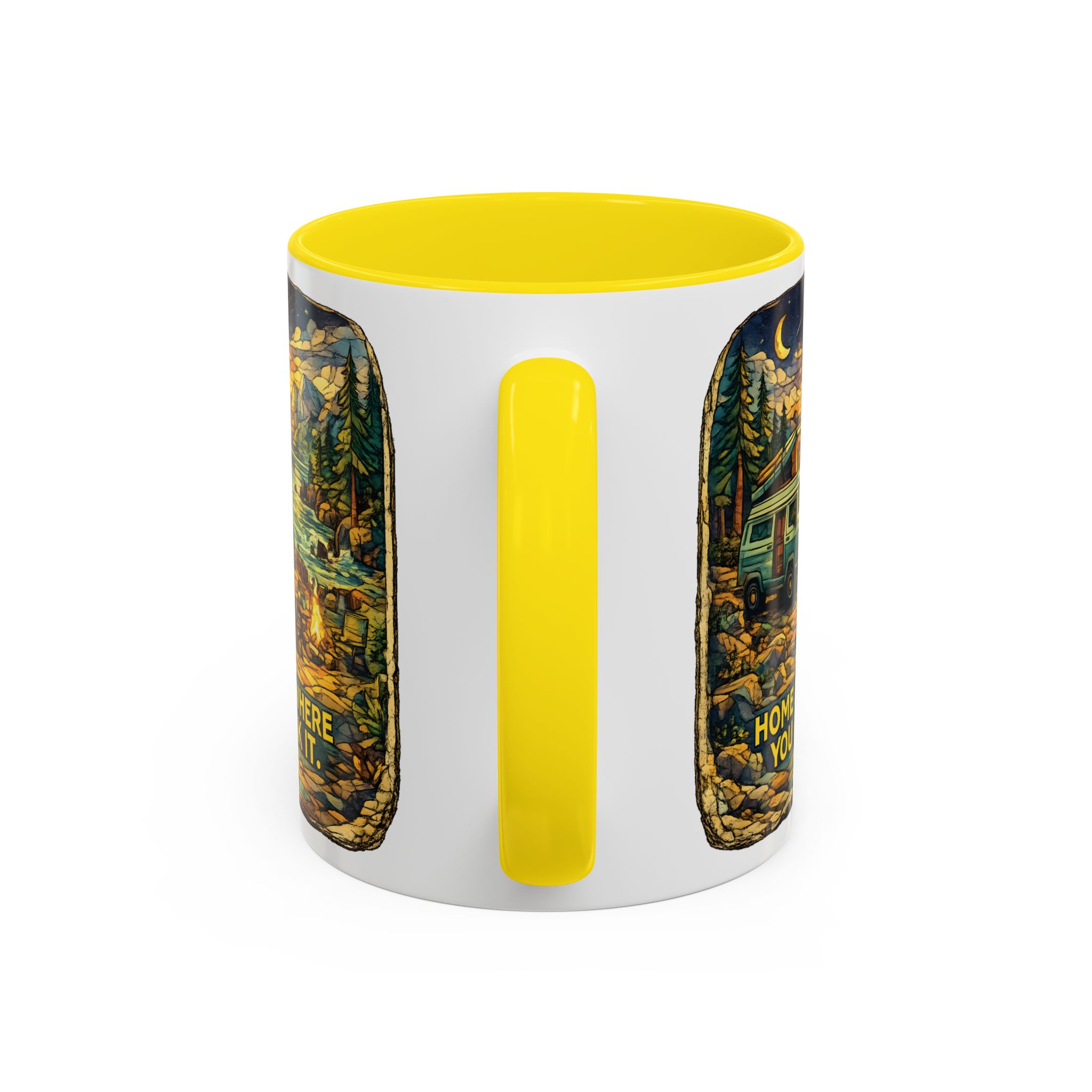 Accent Coffee Mug (11, 15oz) — "Home Is Where You Park It" Design Cubic-Line